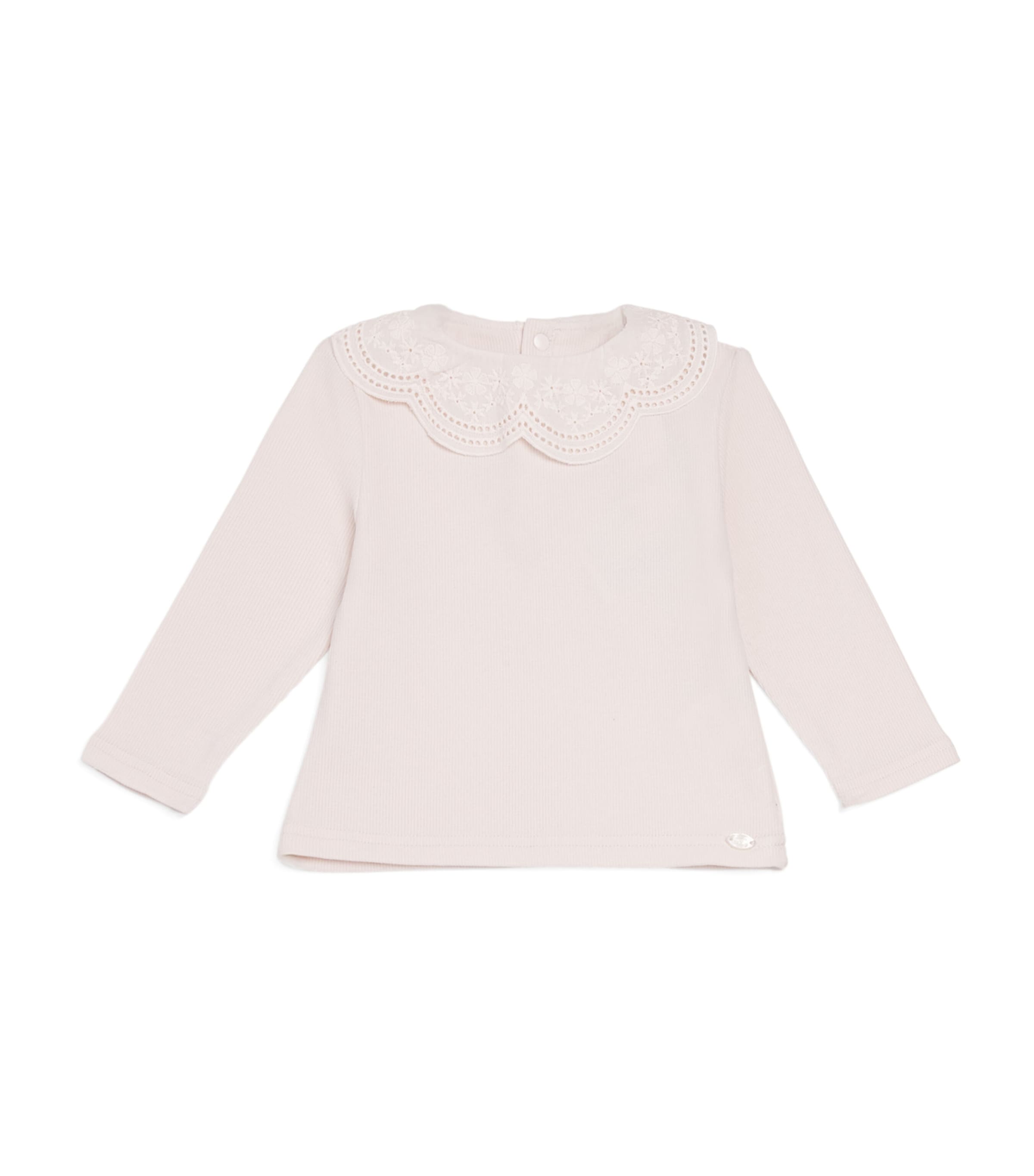 Tartine Et Chocolat Collar-detail Ribbed T-shirt In Pink