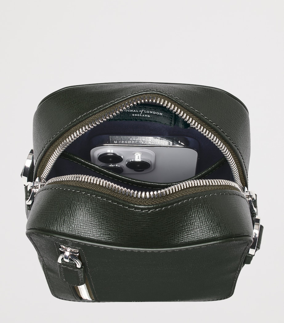 Aspinal Of London Leather Reporter North South Cross-Body Bag Forestgreen Image 5