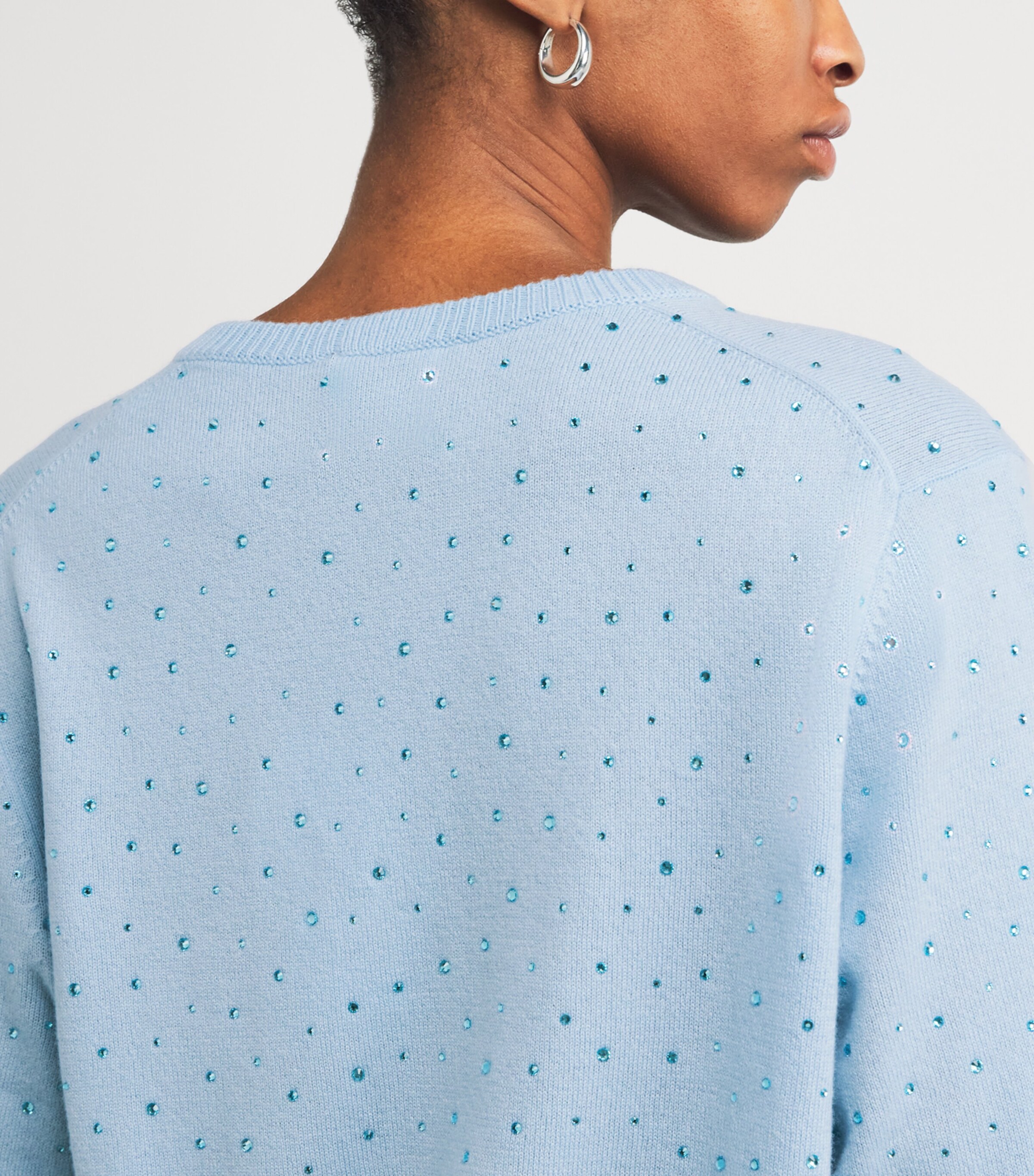 Allude Womens Wool-Cashmere Crystal-Embellished Sweater Blue Image 6