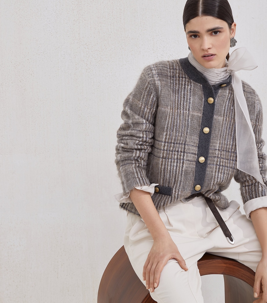 Mohair, Virgin Wool and Cashmere Jacquard Cardigan CPO68 Image 6