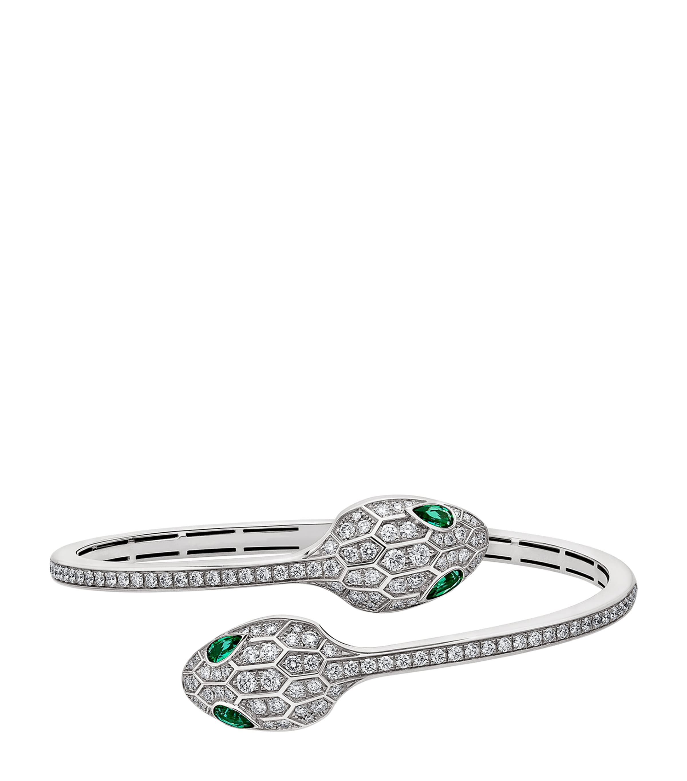Bvlgari White Gold, Diamond and Emerald Serpenti Bangle White Gold Image 1