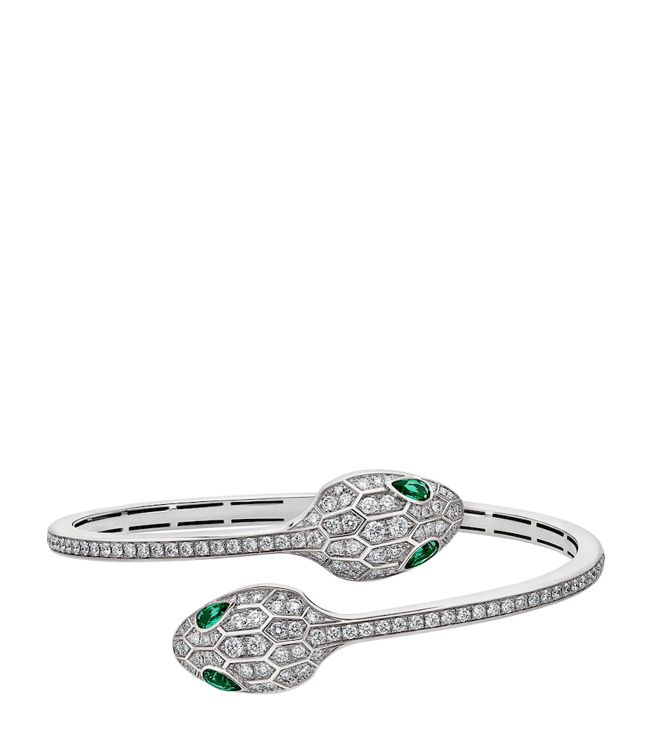 Bvlgari White Gold, Diamond and Emerald Serpenti Bangle White Gold Image 1