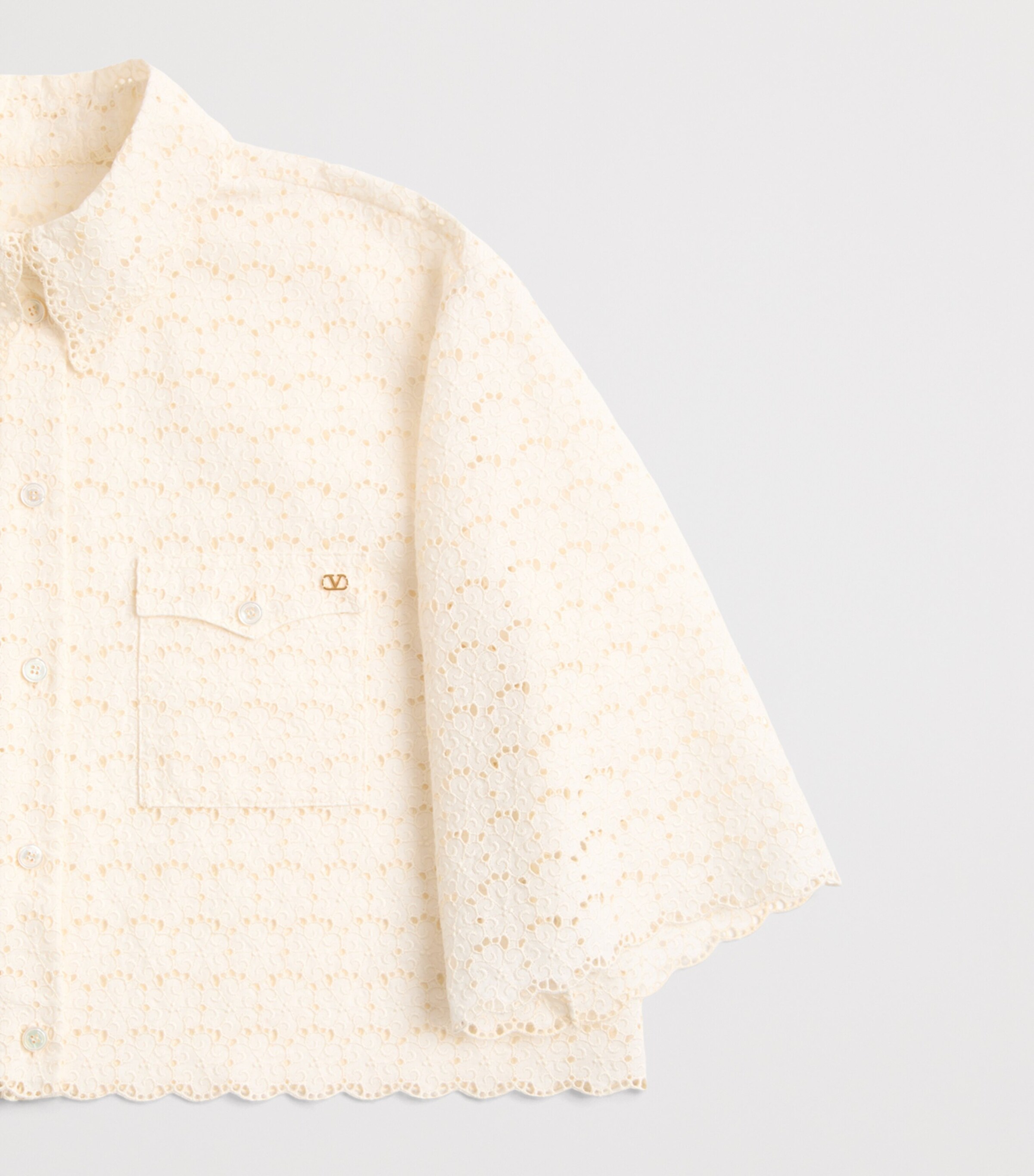 Valentino Womens Cropped Broderie Anglaise Shirt Cbg Image 8
