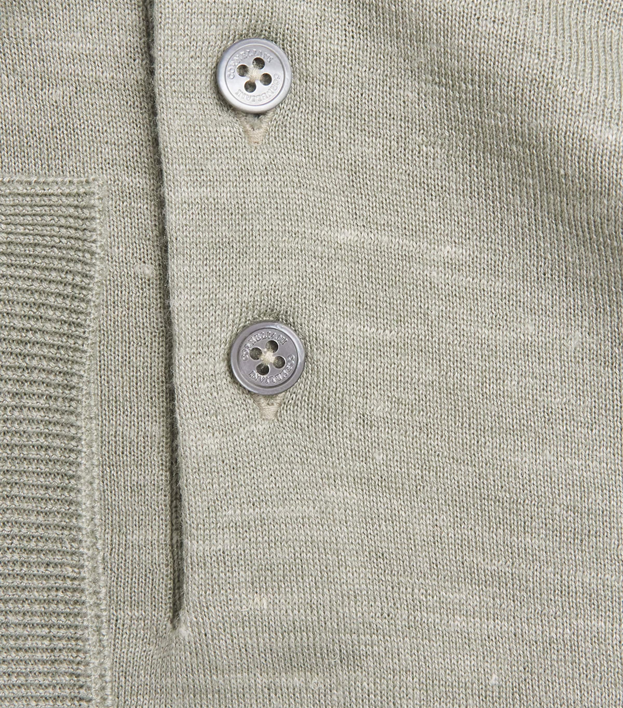 Corneliani Mens Virgin Wool-Silk-Linen Polo Shirt Green Coloured Image 6