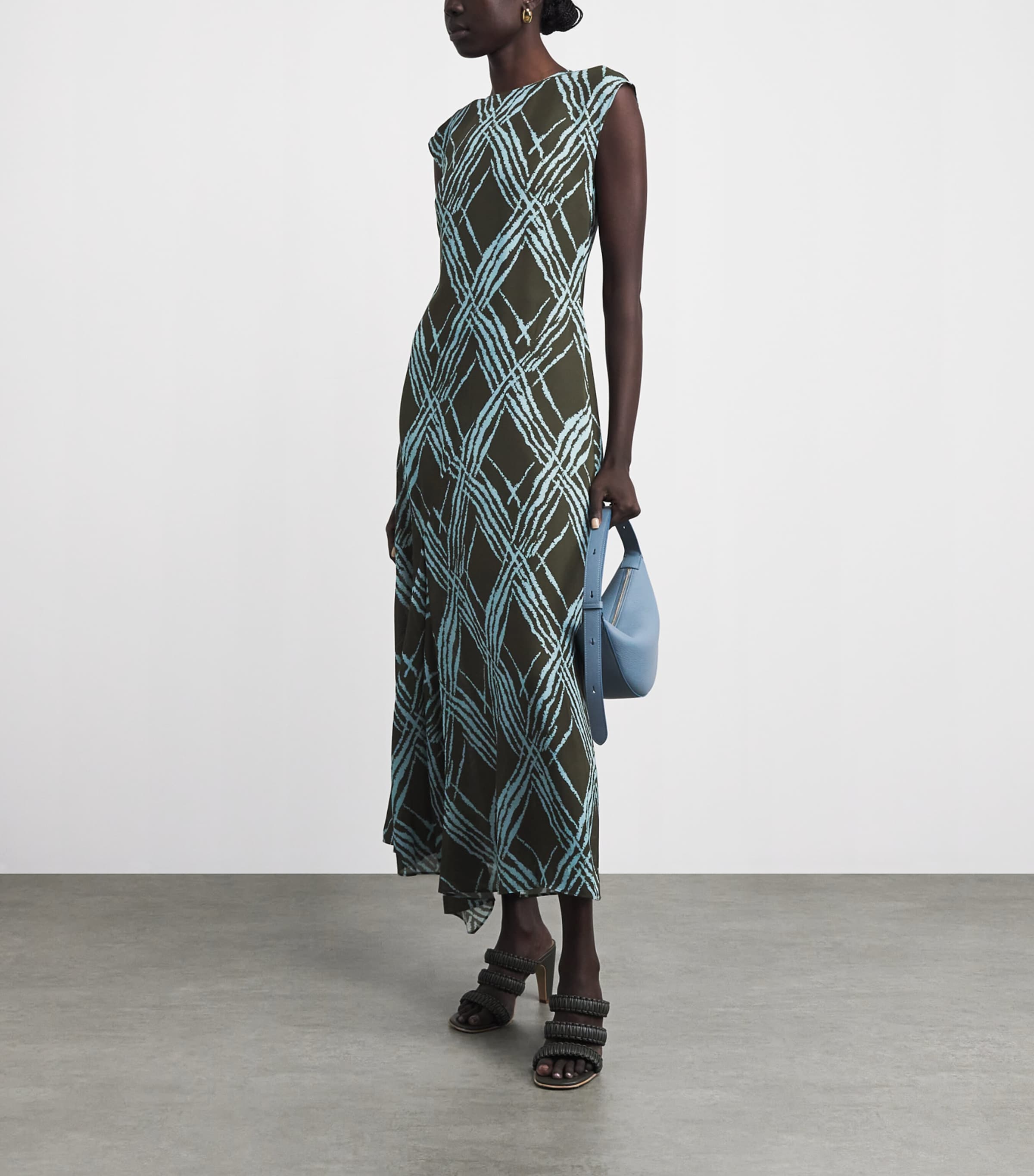 Joseph Womens Geometric Laurin Maxi Dress Palm Leaf/chambray Image 2
