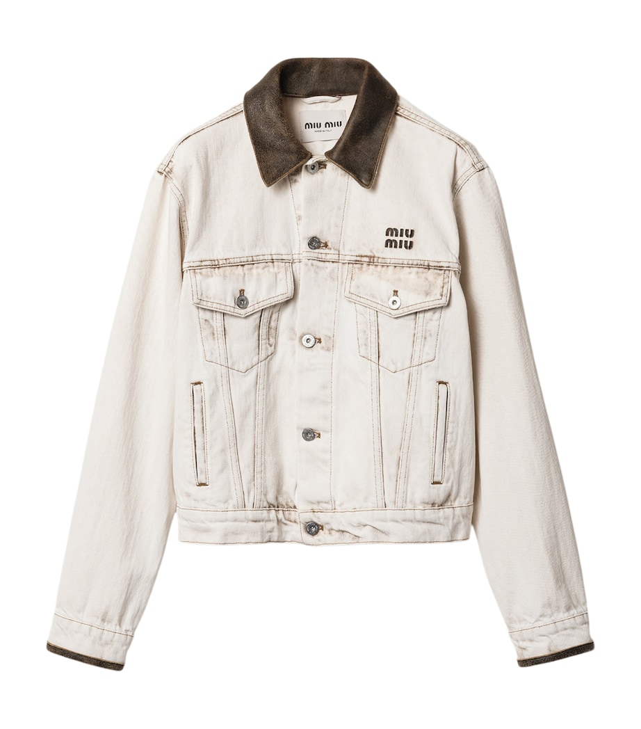 Miu Miu Womens Bleached Denim Jacket Image 1