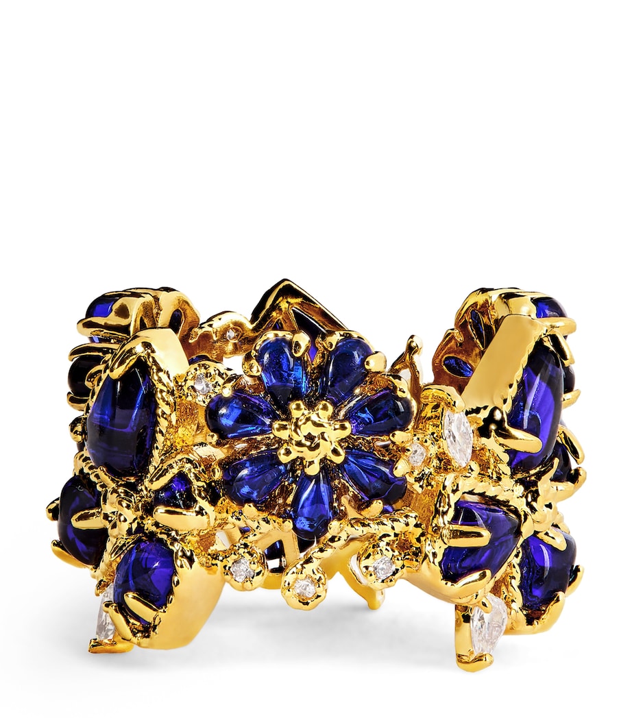 Embellished Bloom Ring GOBLU/GOLD/BLUE Image 1