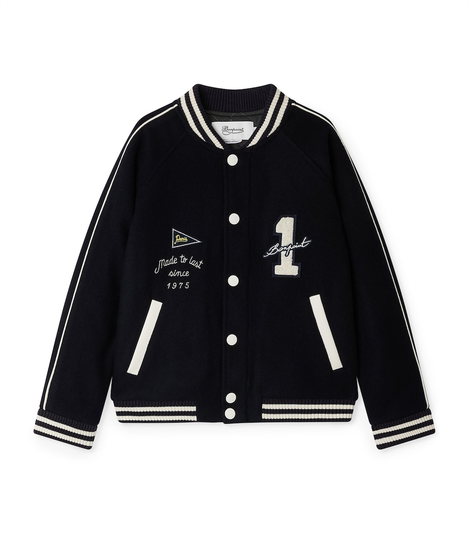 Virgin Wool-Blend Varsity Jacket (4-8 Years) BLEU NUIT Image 1