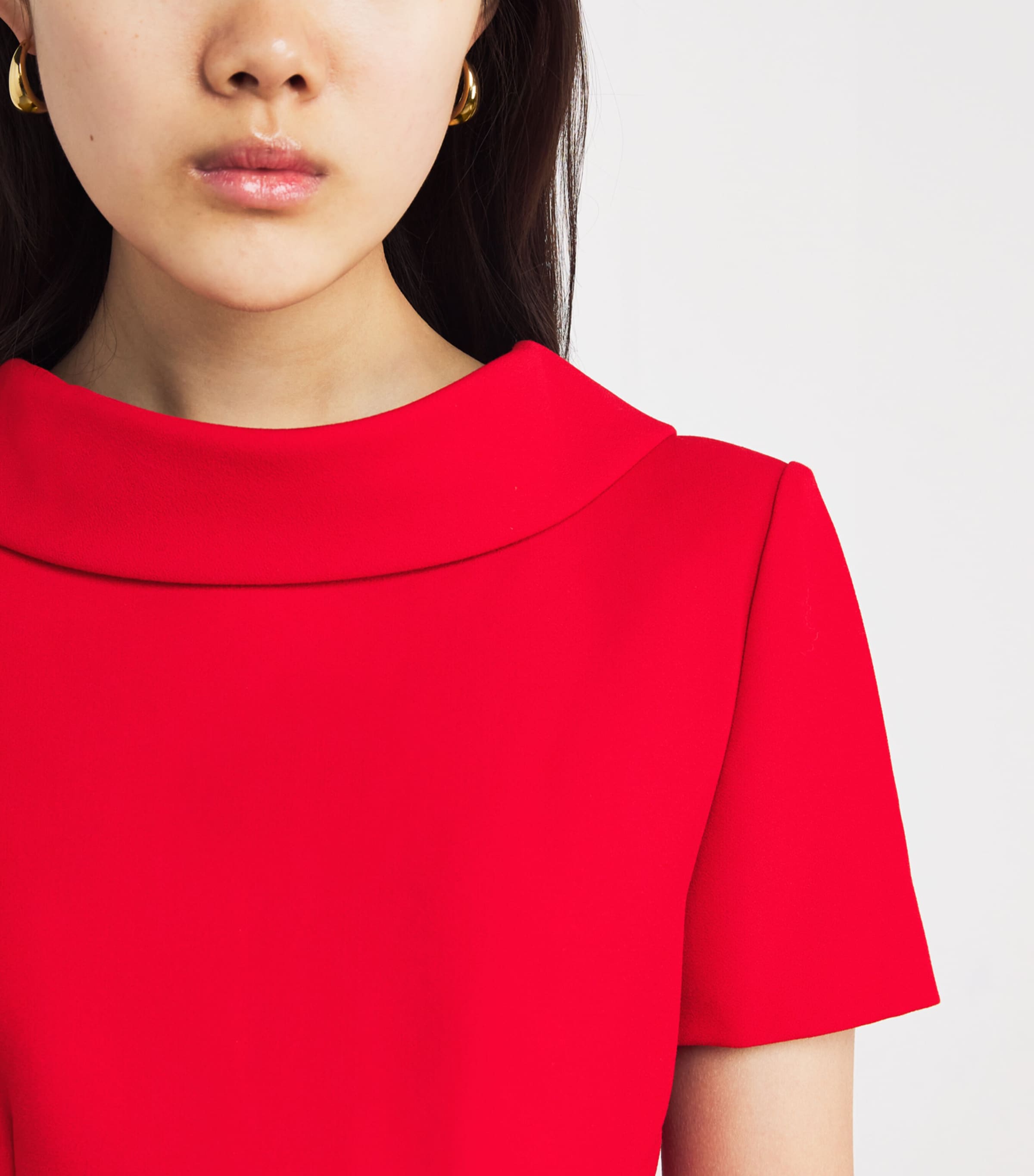 Crepe Boat-Neck Maxi Dress RED Image 4