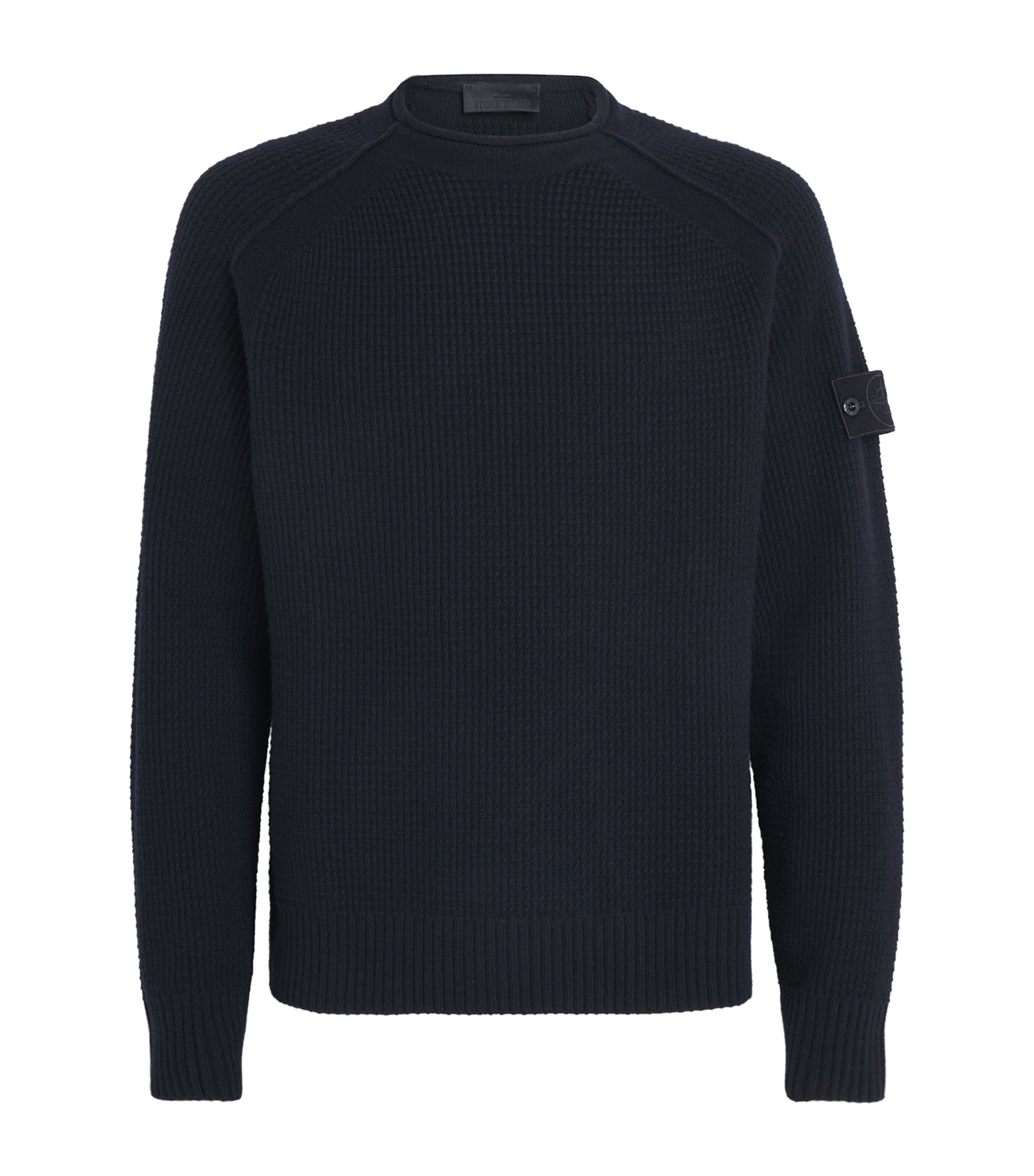 Stone Island Midnight Blue Wool Blend Sweater In Black