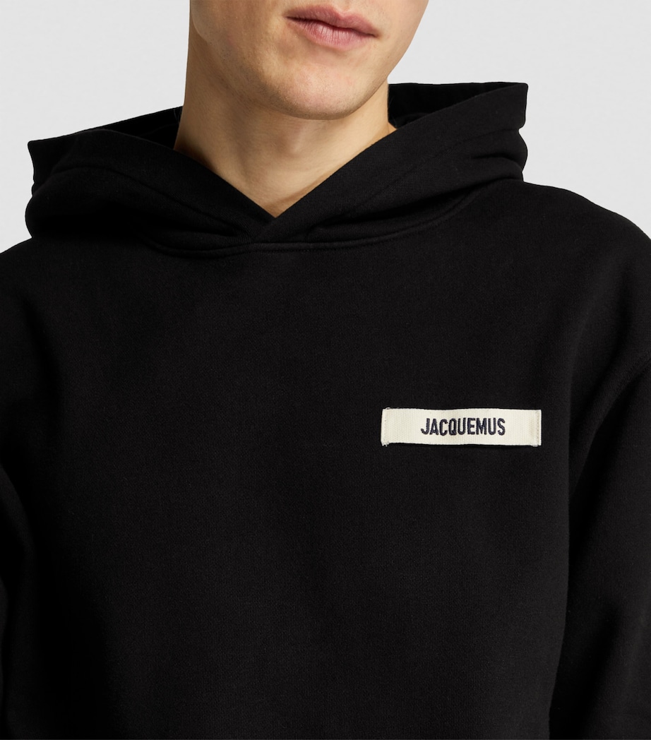 Organic Cotton Grosgrain Logo Hoodie 990 BLACK Image 6