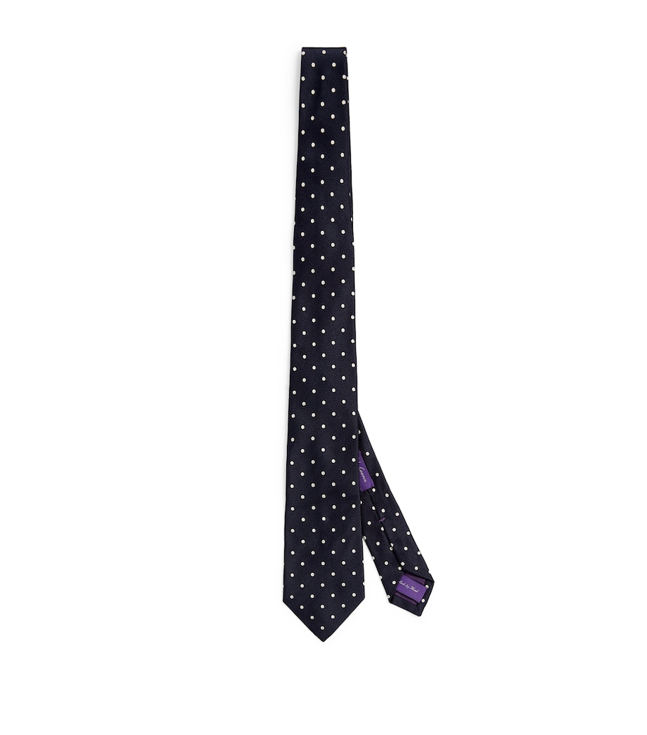 Ralph Lauren Purple Label Silk Polka-Dot Tie Dark Navy Image 1