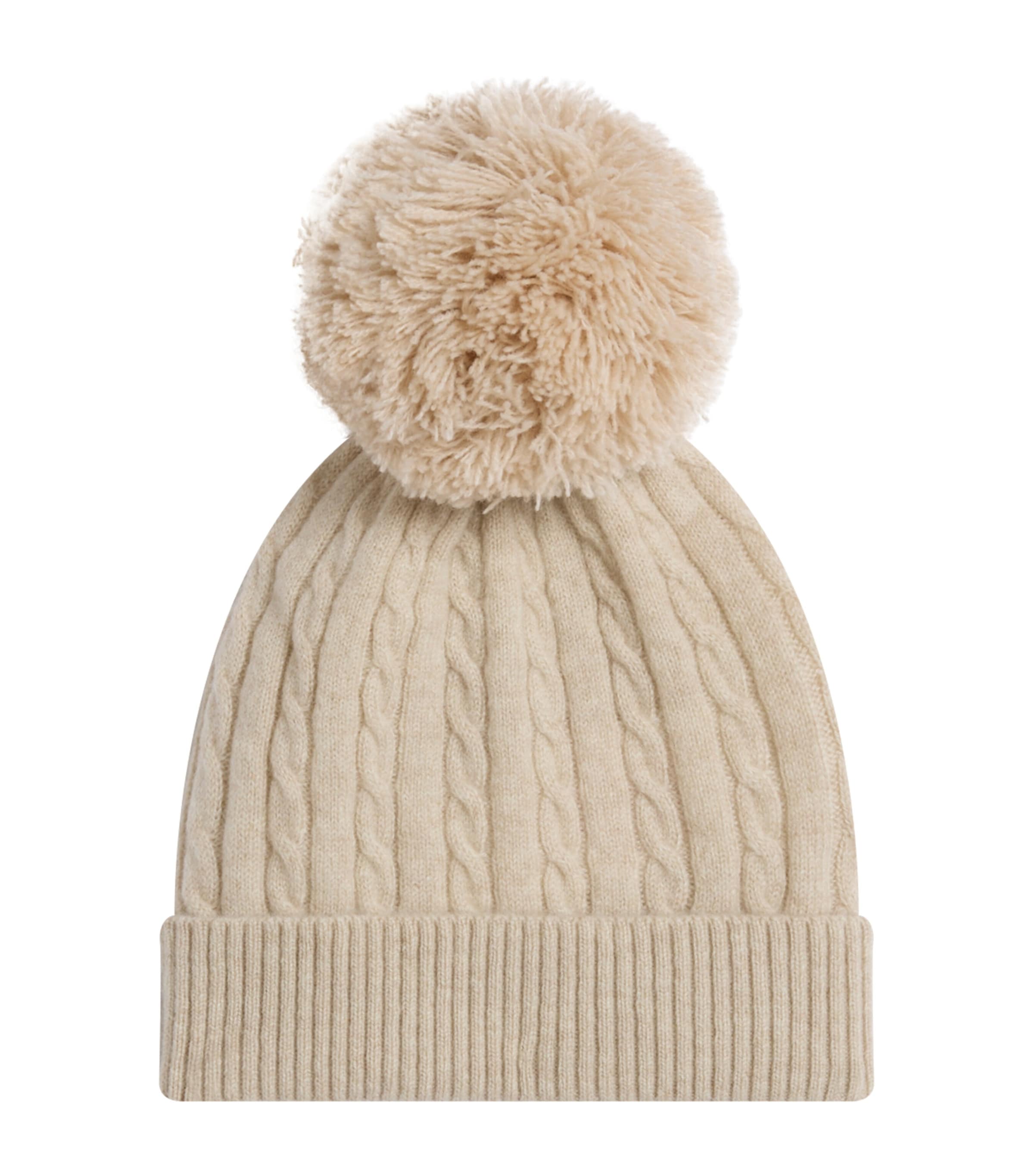 Purebaby Kids' Cashmere Pom Pom Beanie In Brown