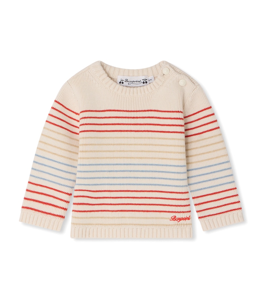 Bonpoint Cotton-Cashmere Sweater (3-12 Months) Ra Ecru Image 1