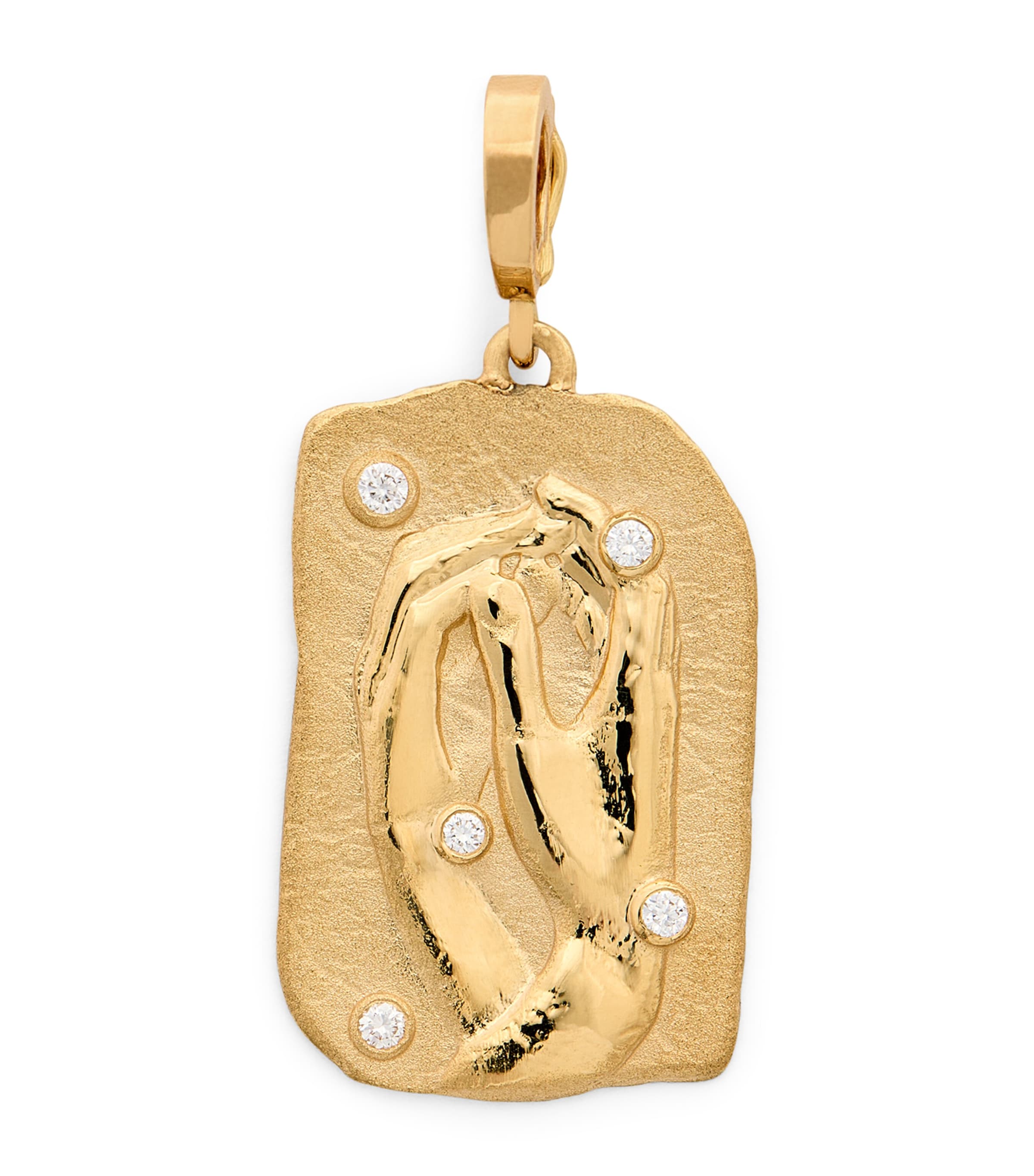 Azlee Large Yellow Gold and Diamond Collide Relic Coin Charm Yellow Gold Image 1