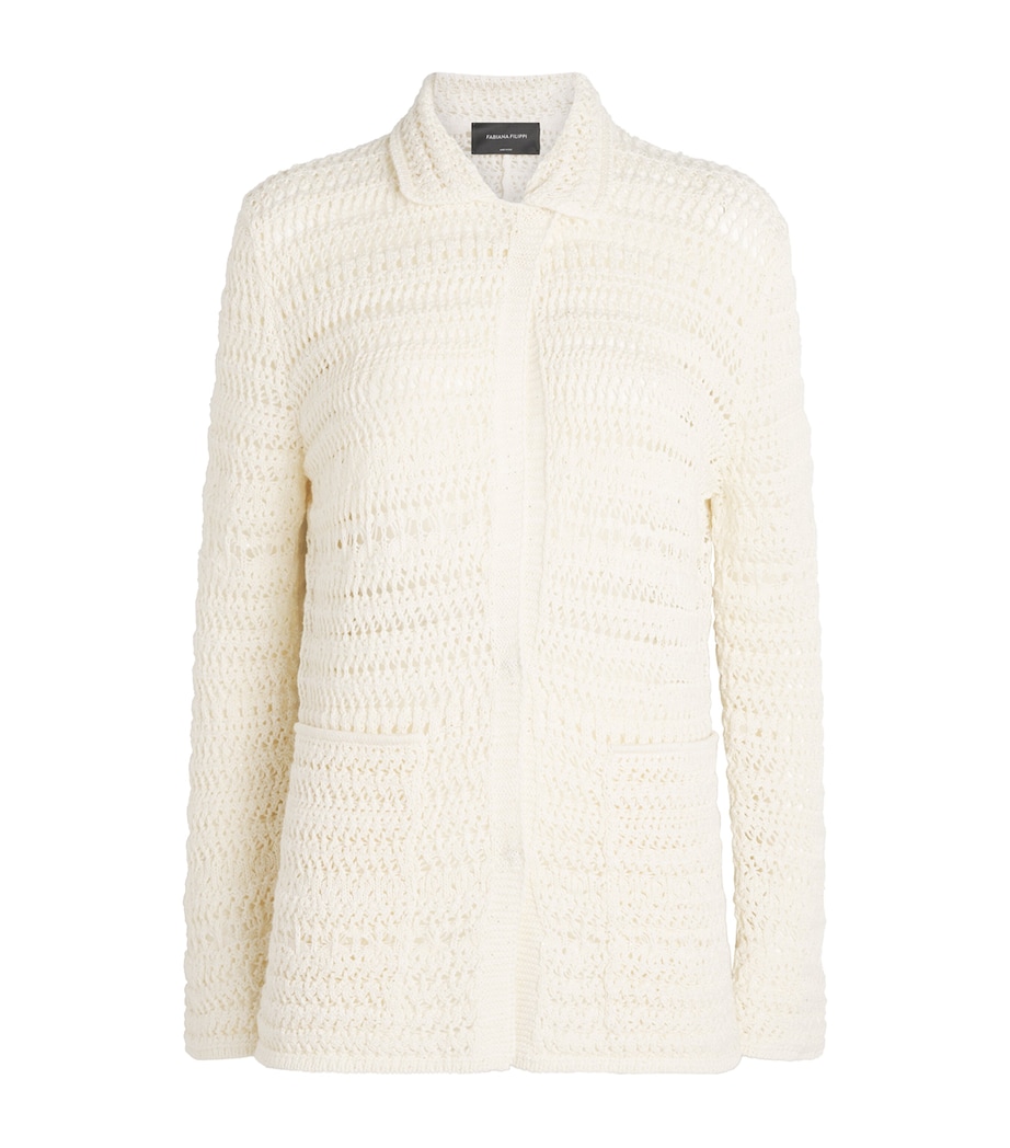 Fabiana Filippi Womens Cotton-Blend Cardigan Bianco Image 1