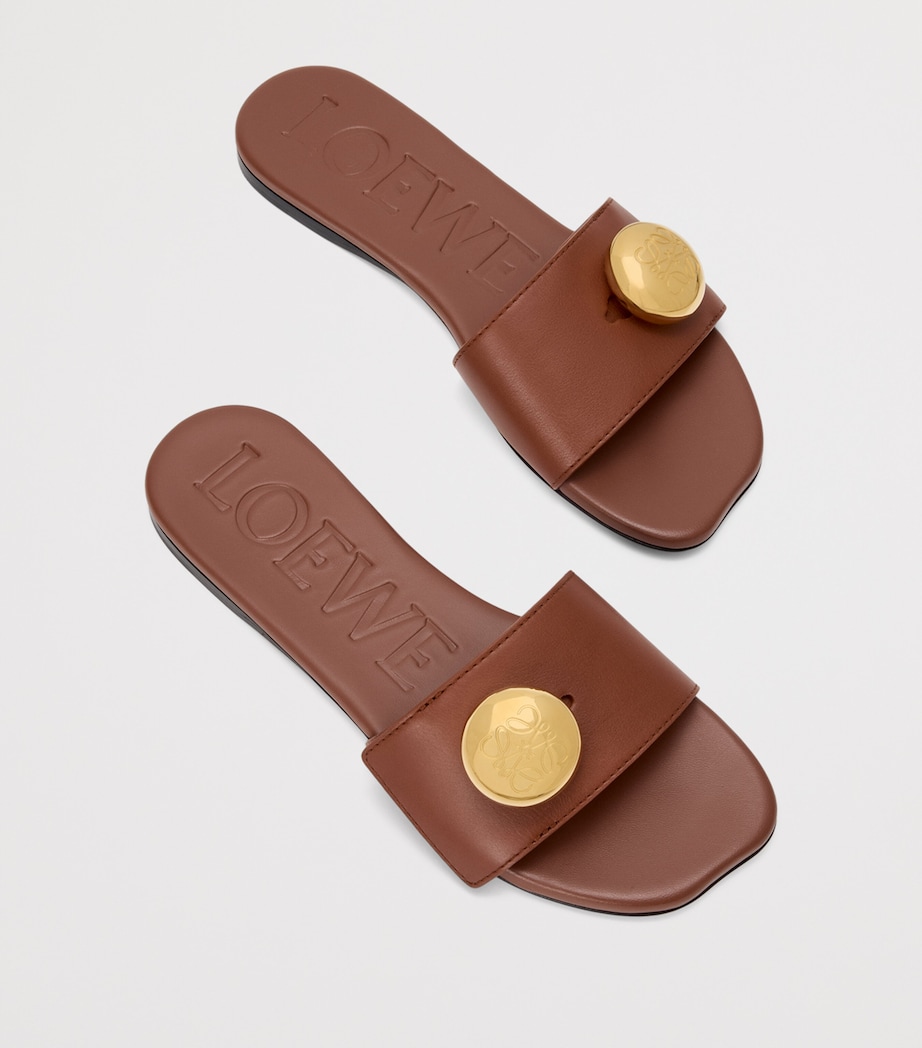 Leather Pebble Slides RUST Image 4