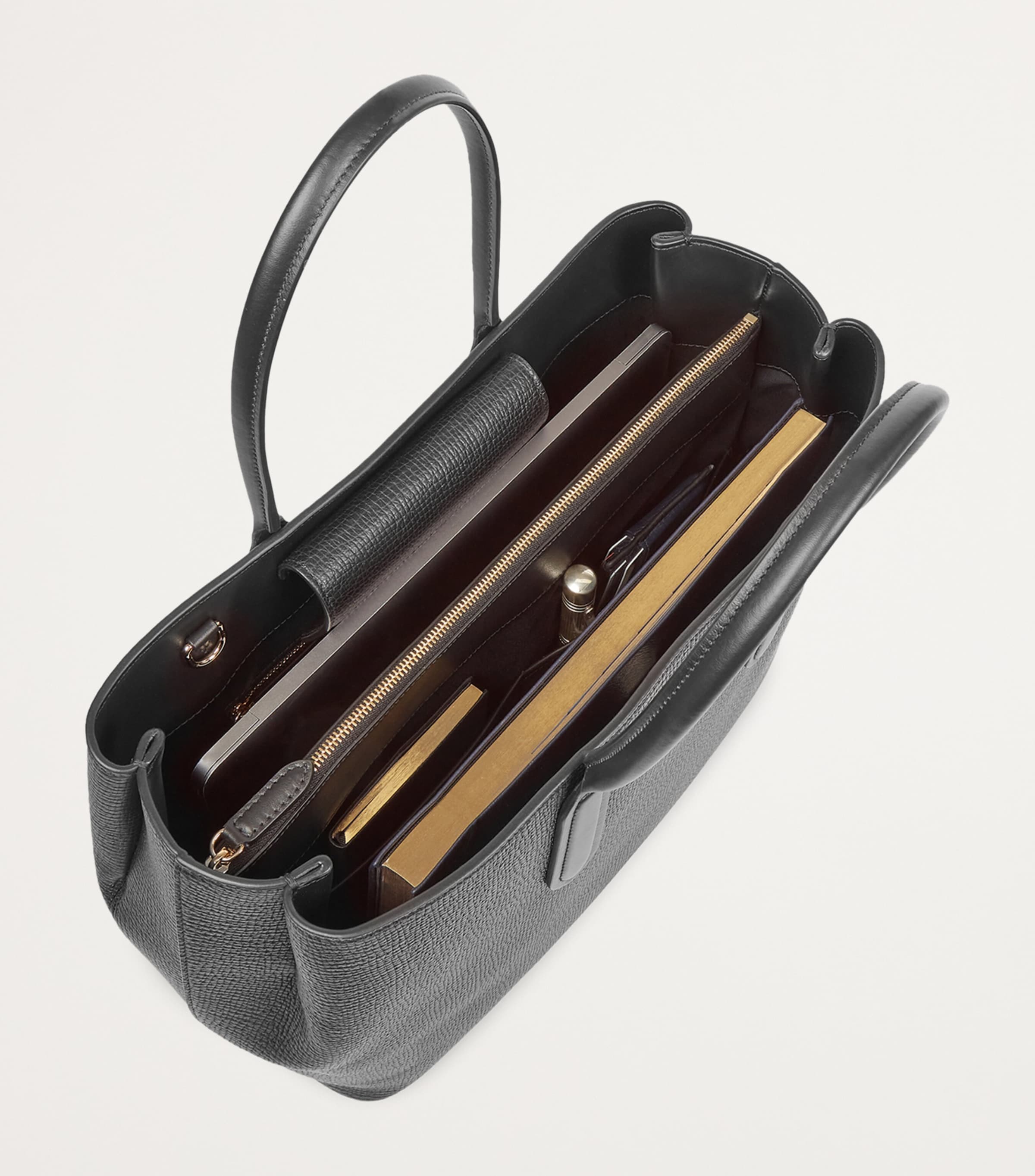 Small Leather Day Tote Bag BLACK Image 5