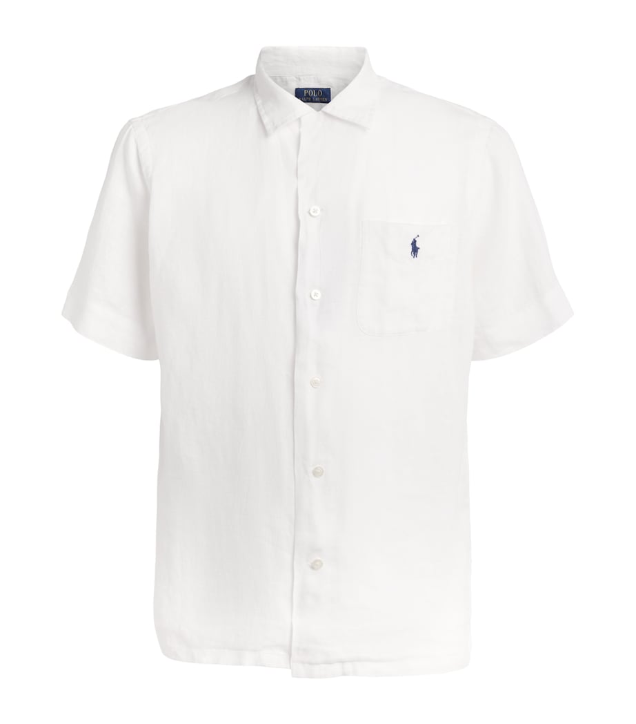 Polo Ralph Lauren Mens Linen Short-Sleeve Classic-Fit Shirt White Image 1