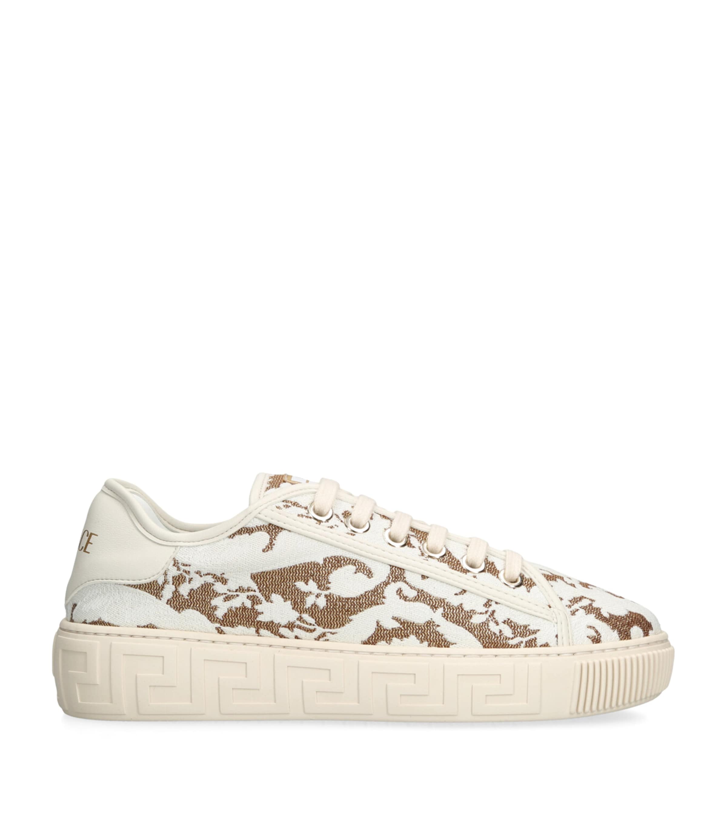 Versace Jacquard Barocco Sneakers In White
