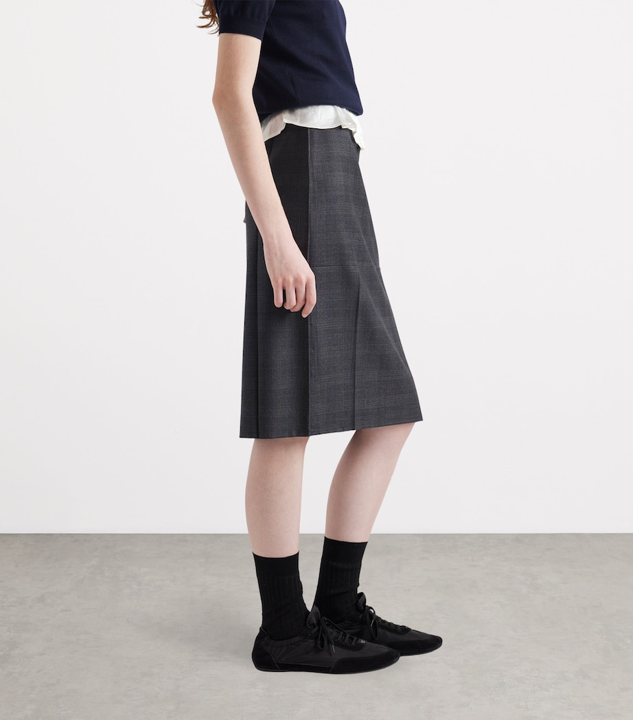 Wool Check Midi Skirt F0308 Image 3