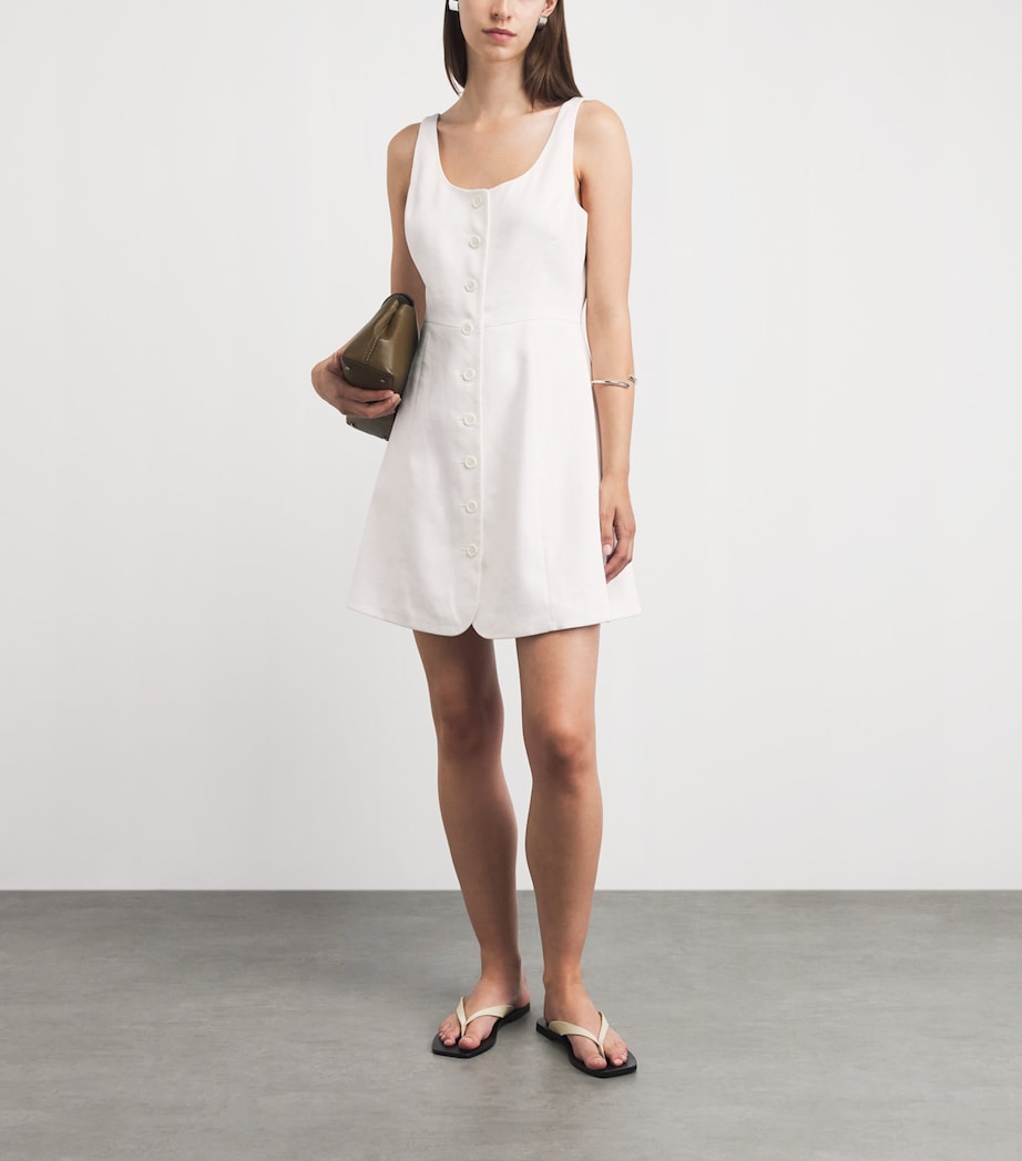 theory sleeveless linen blend mini dress Checked cotton and linen-blend mini dress - multi