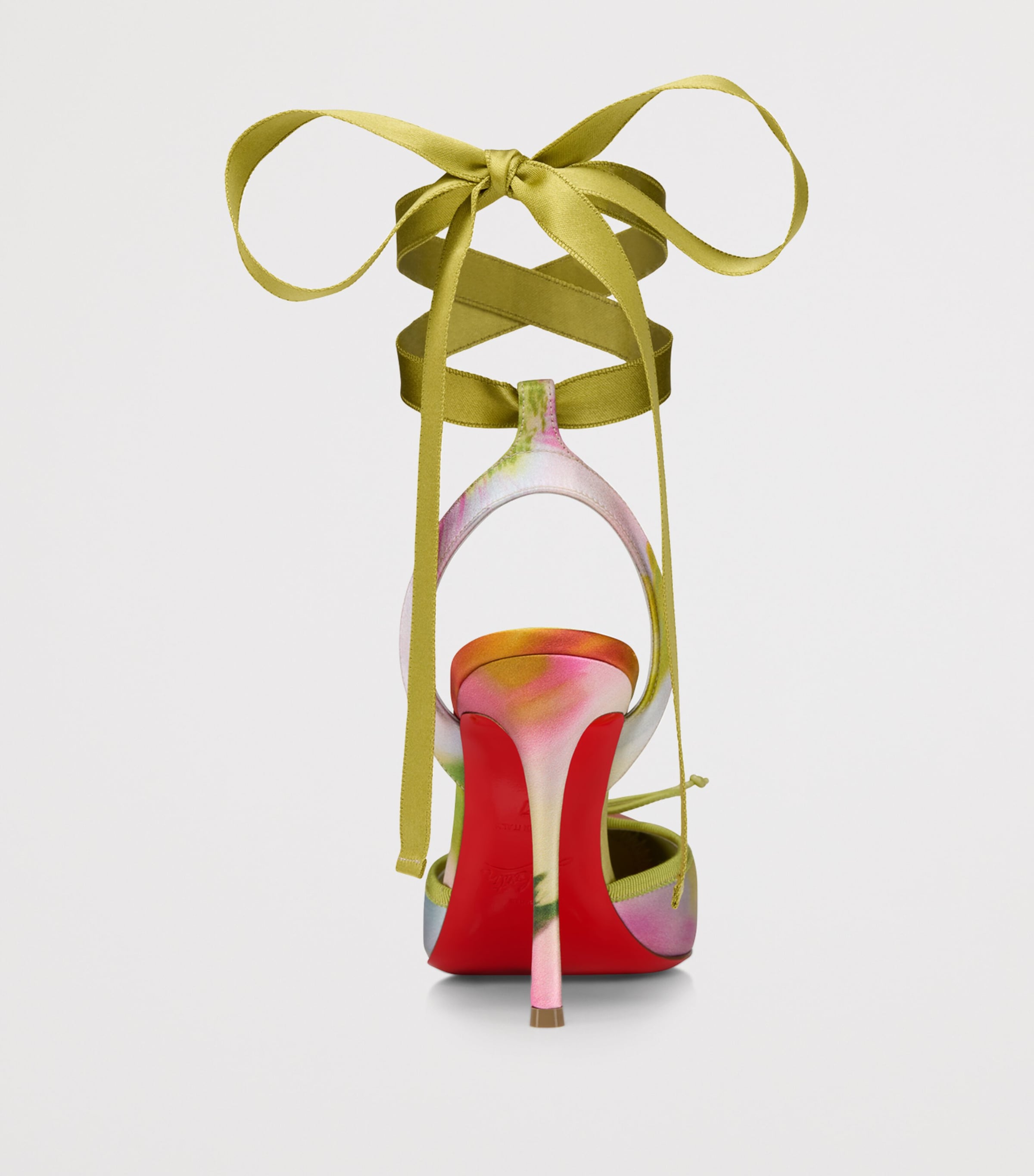 Christian Louboutin Cassia Lace-Up Botanica Satin Pumps 100 Image 3