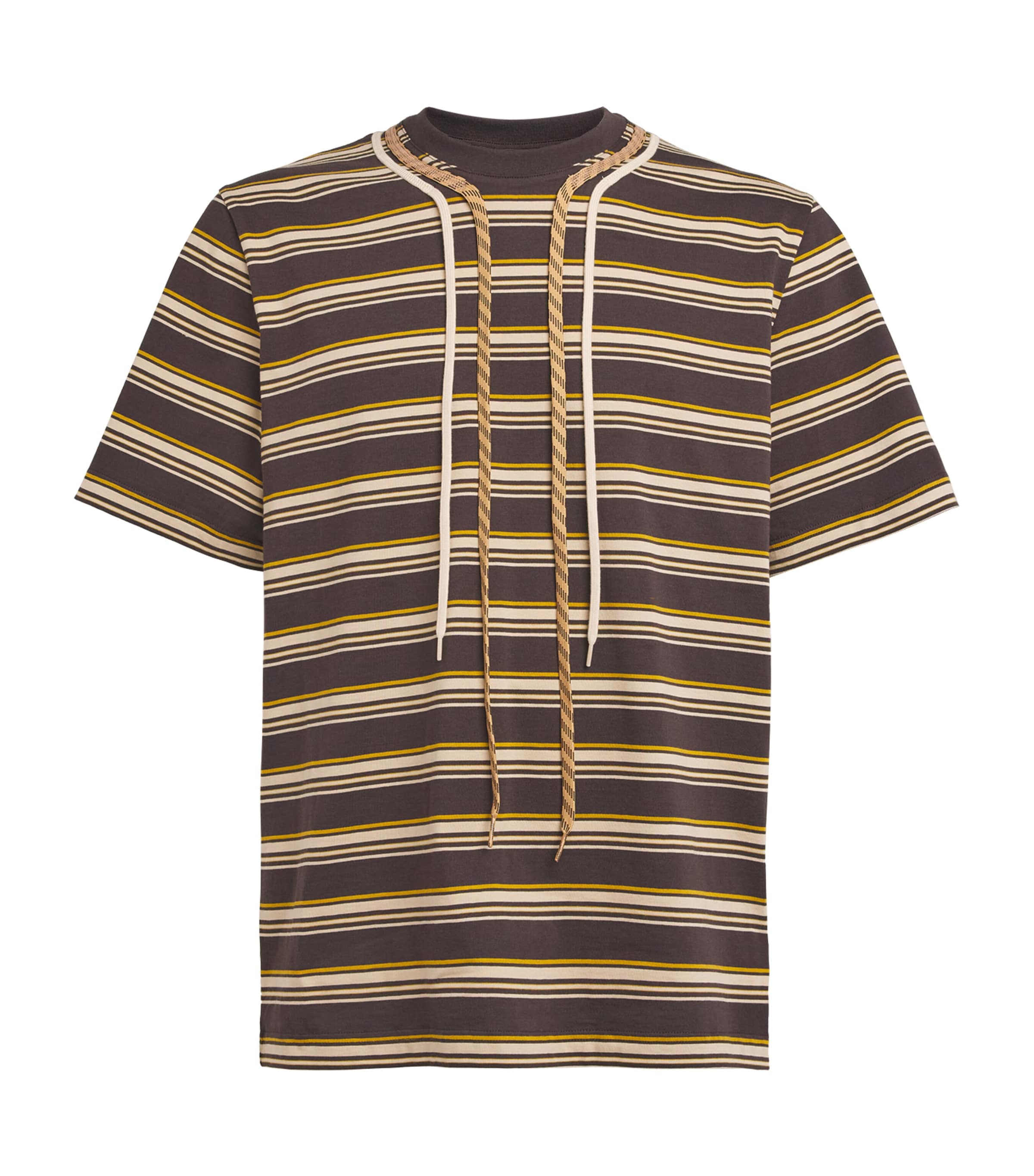 Craig Green Mens Cotton Stripe Trek-Lace T-Shirt Charcoal Stripe Image 1