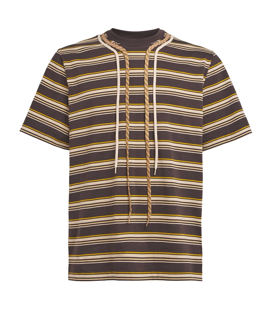 Craig Green Mens Cotton Stripe Trek-Lace T-Shirt Charcoal Stripe Image 1