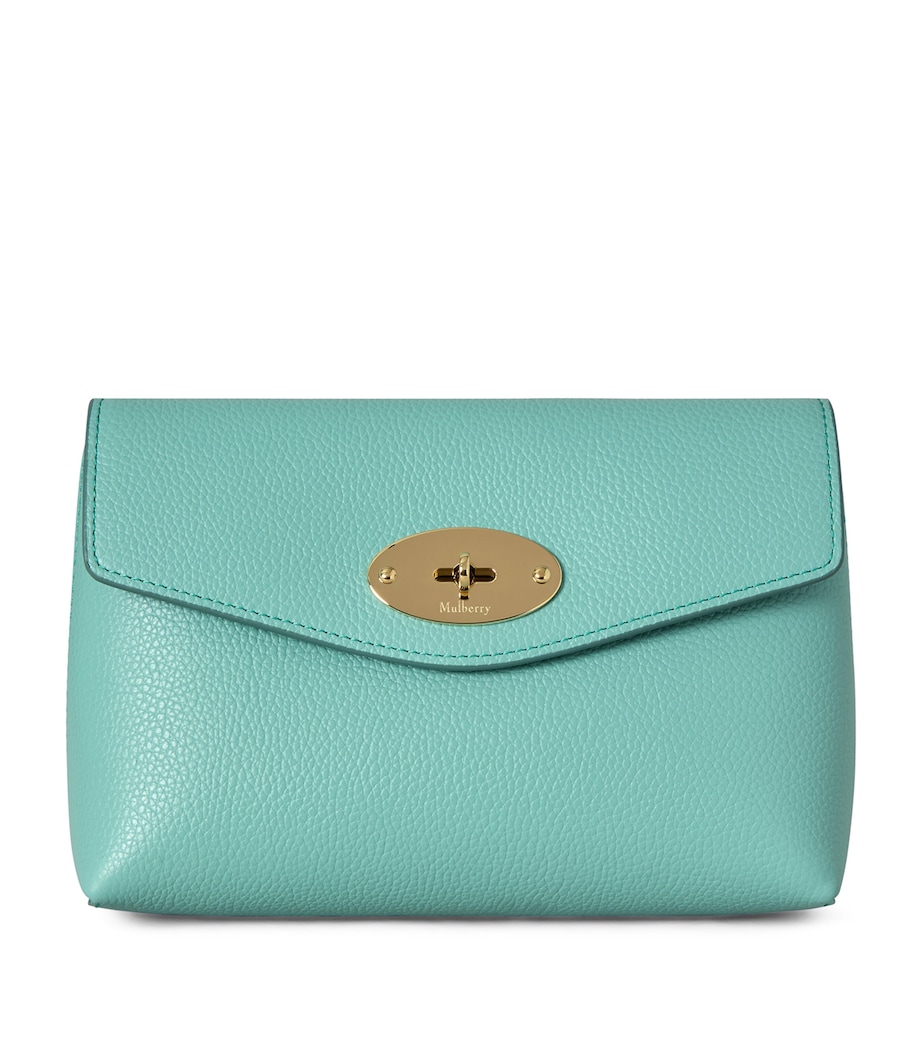 Mulberry Leather Darley Cosmetic Pouch Marina Blue Image 1
