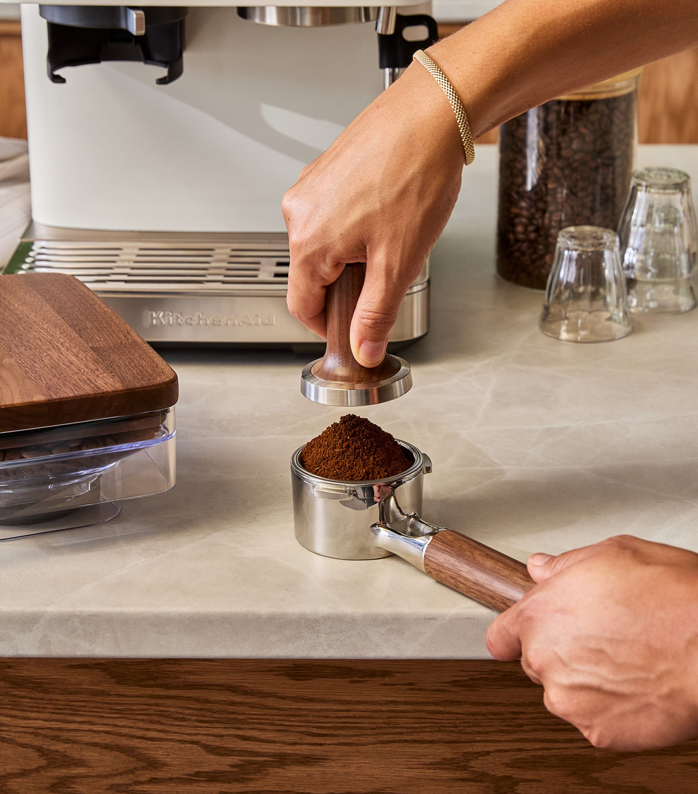 KitchenAid Semi Automatic Espresso Machine Accessory Kit Walnut Image 6