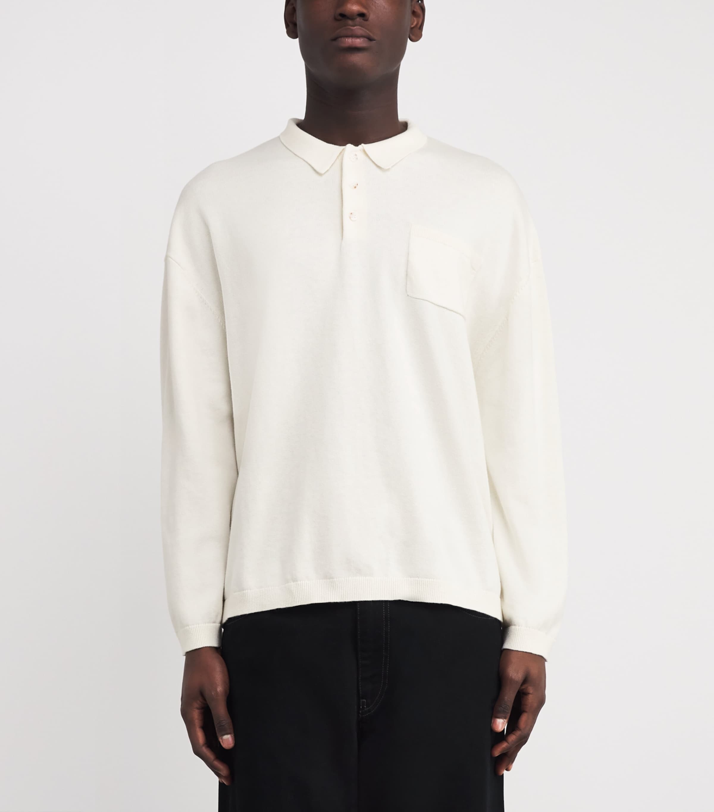 Cotton-Cashmere Polo Sweater CREAM Image 3