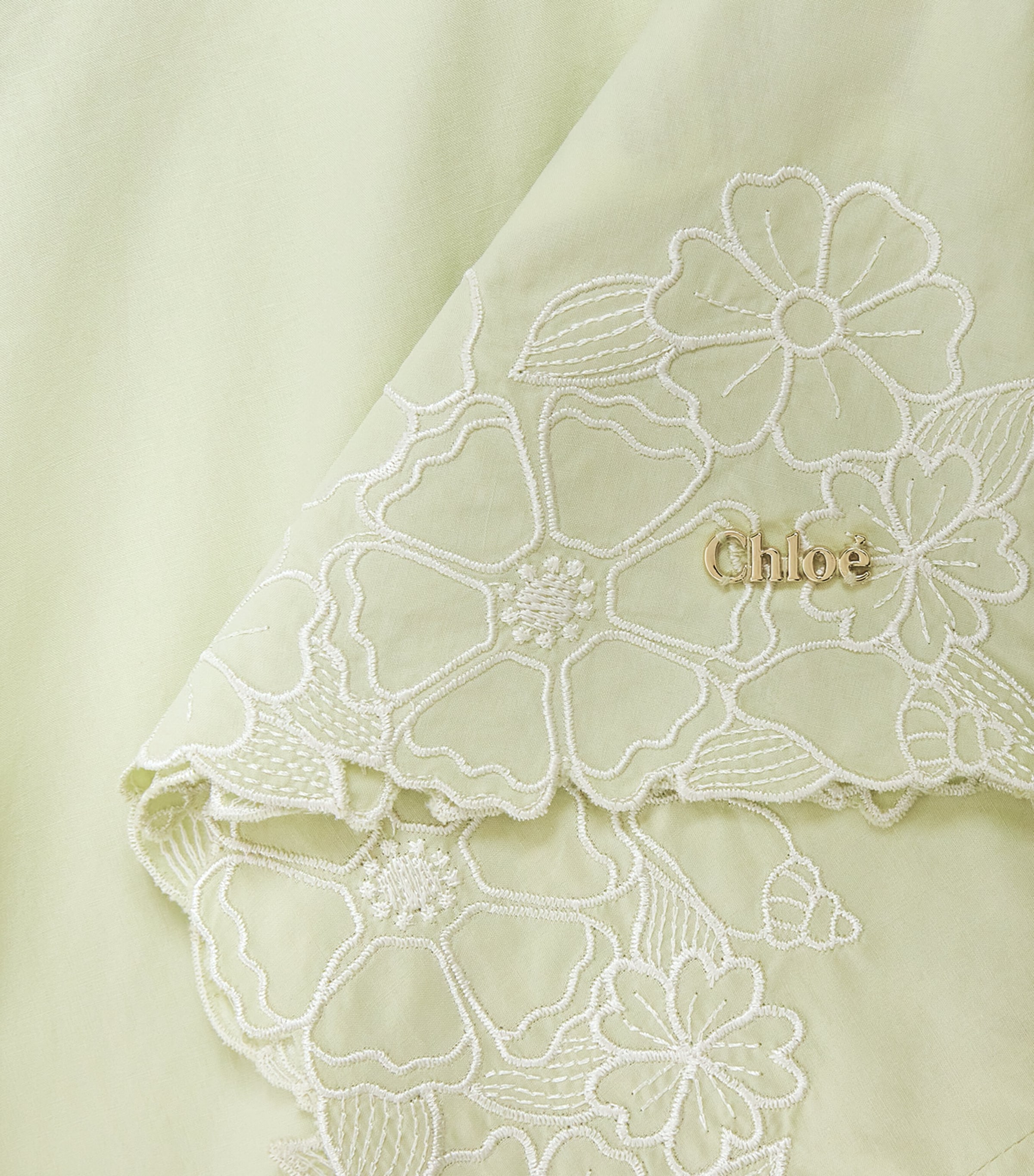 Chloé Kids Floral-Embroidered Dress (6 Months-3 Years) Mint Image 3