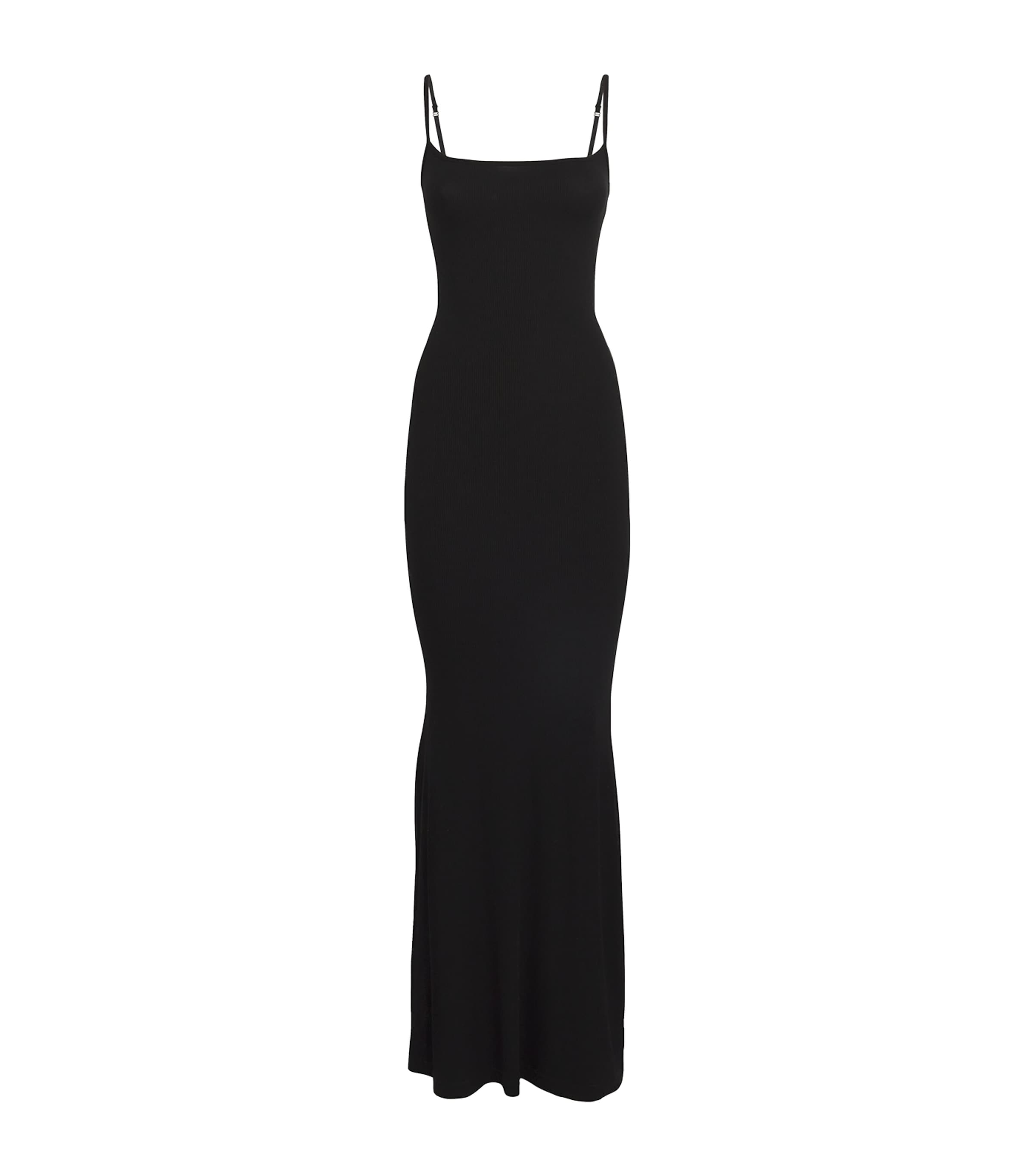 Shop Skims Soft Lounge Long Slip Dress In Black