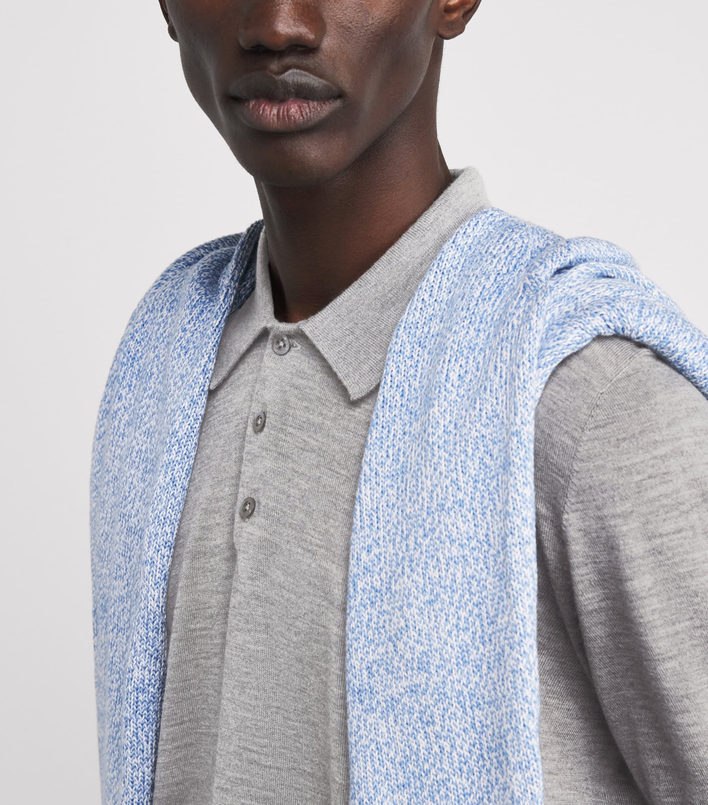 Superfine Cashmere Fin Polo Shirt HA4253 CULLEN GREY Image 6