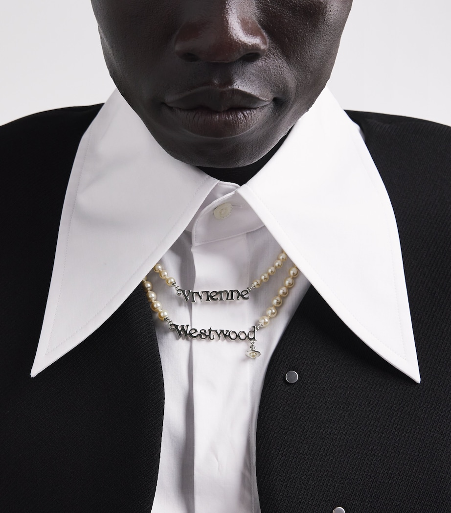 Pearl Emilio Logo Necklace P118 PLATINUM Image 2