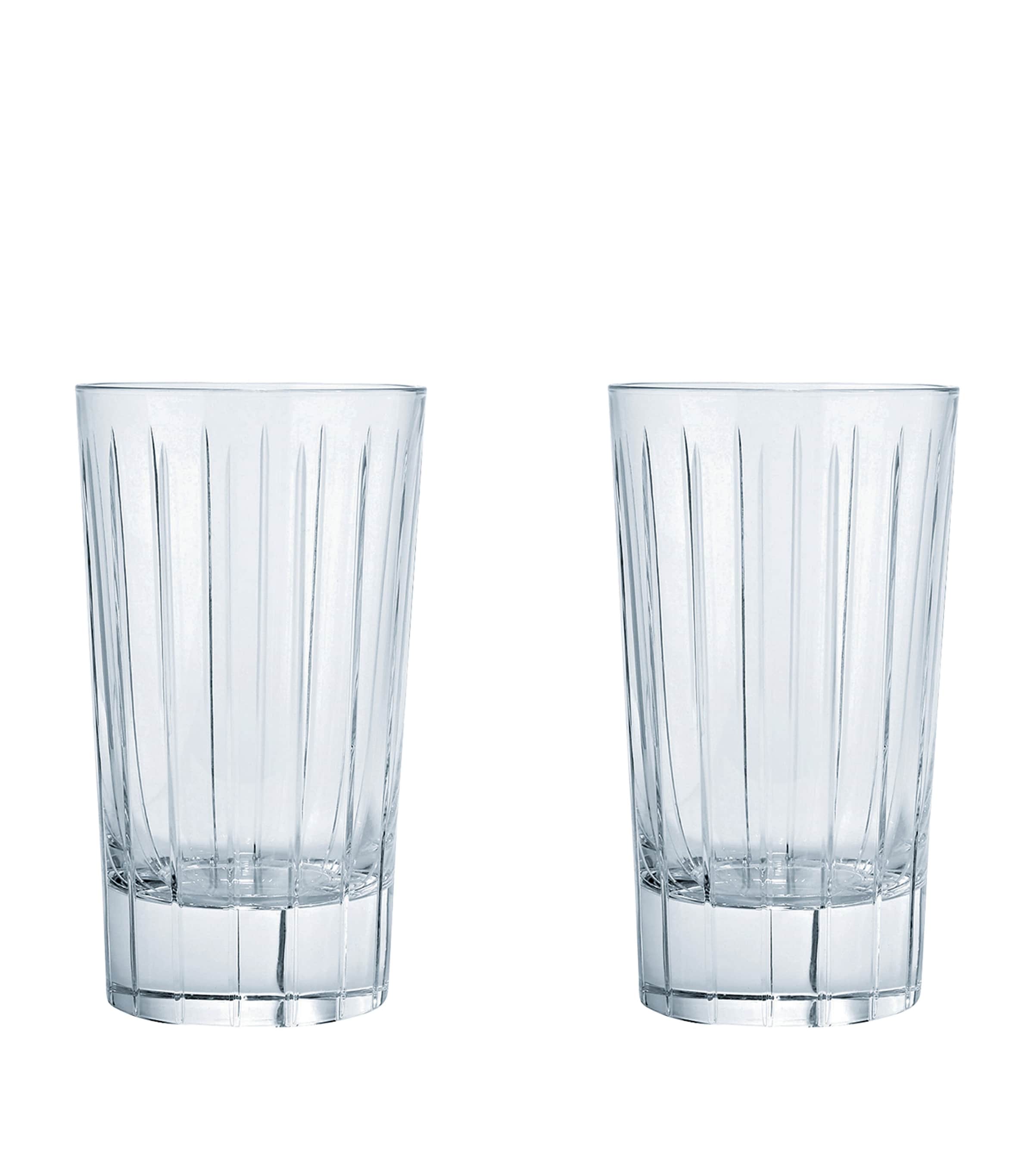Christofle Set Of 2 Iriana Crystal Highball Glasses In Silver