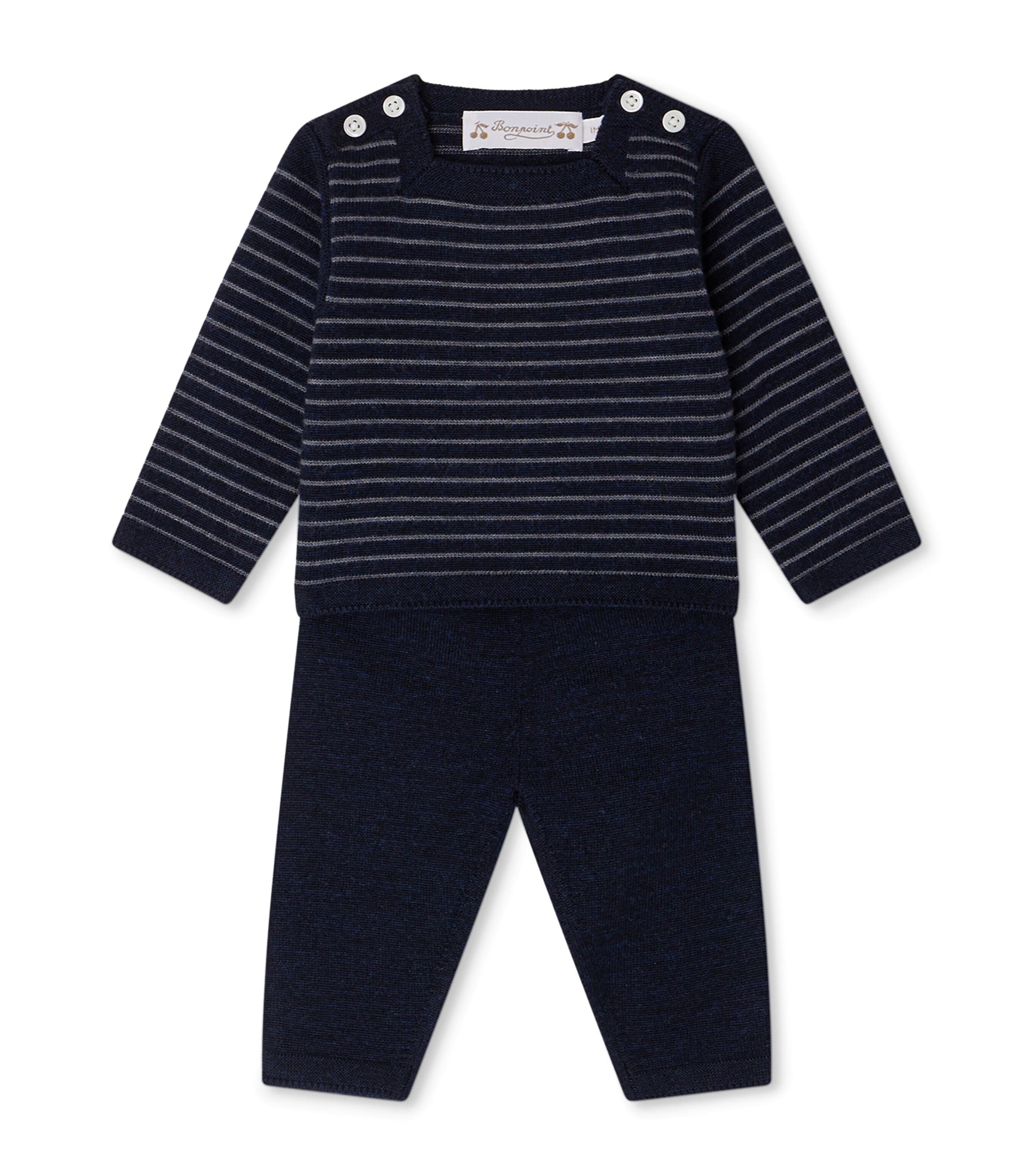 Bonpoint Kids' Wool Top And Trousers Set In Blue