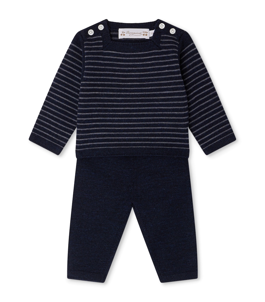 Wool Top and Trousers Set (1-18 Months) RA BLEU GRIS Image 1