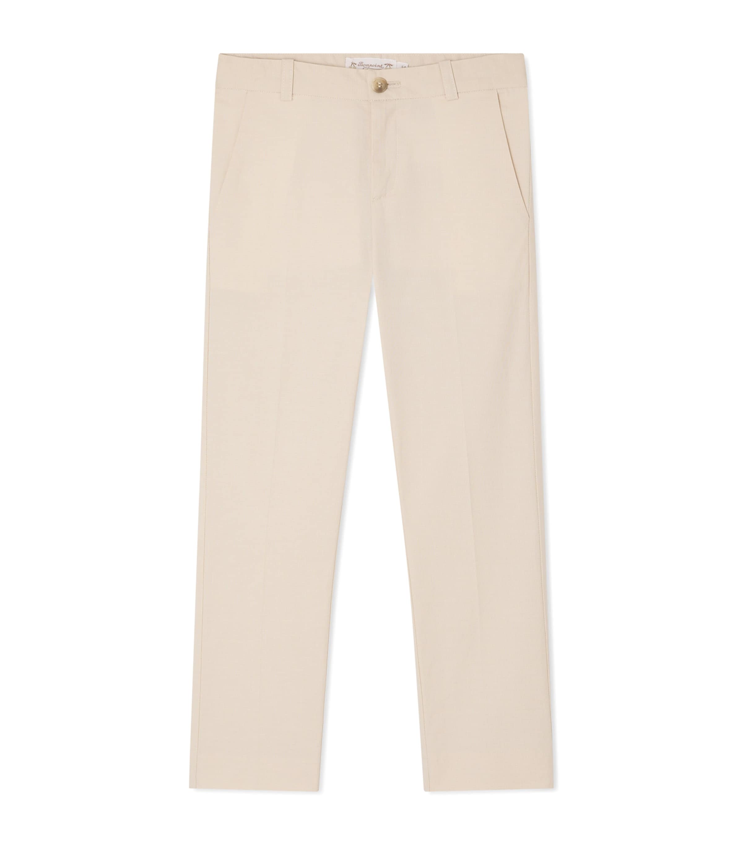 Bonpoint Stretch-Cotton Trousers (10-14 Years) Ecru Image 1