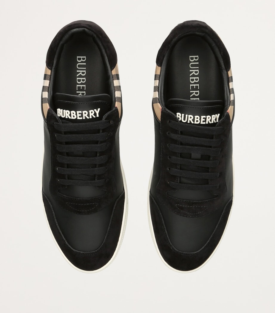 Burberry Leather Check Sneakers Blk/beige Image 4