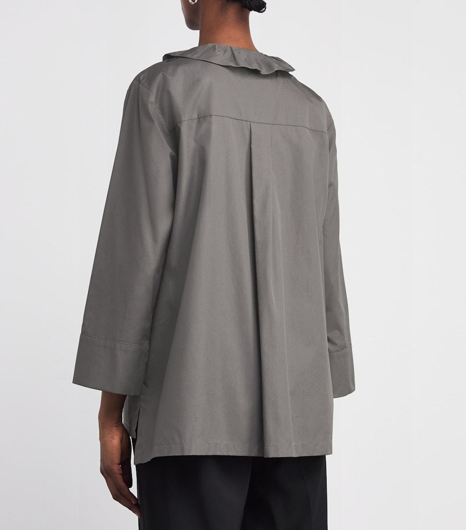 Cotton Poplin Ruffle-Trim Shirt MEDIUM GREY Image 4
