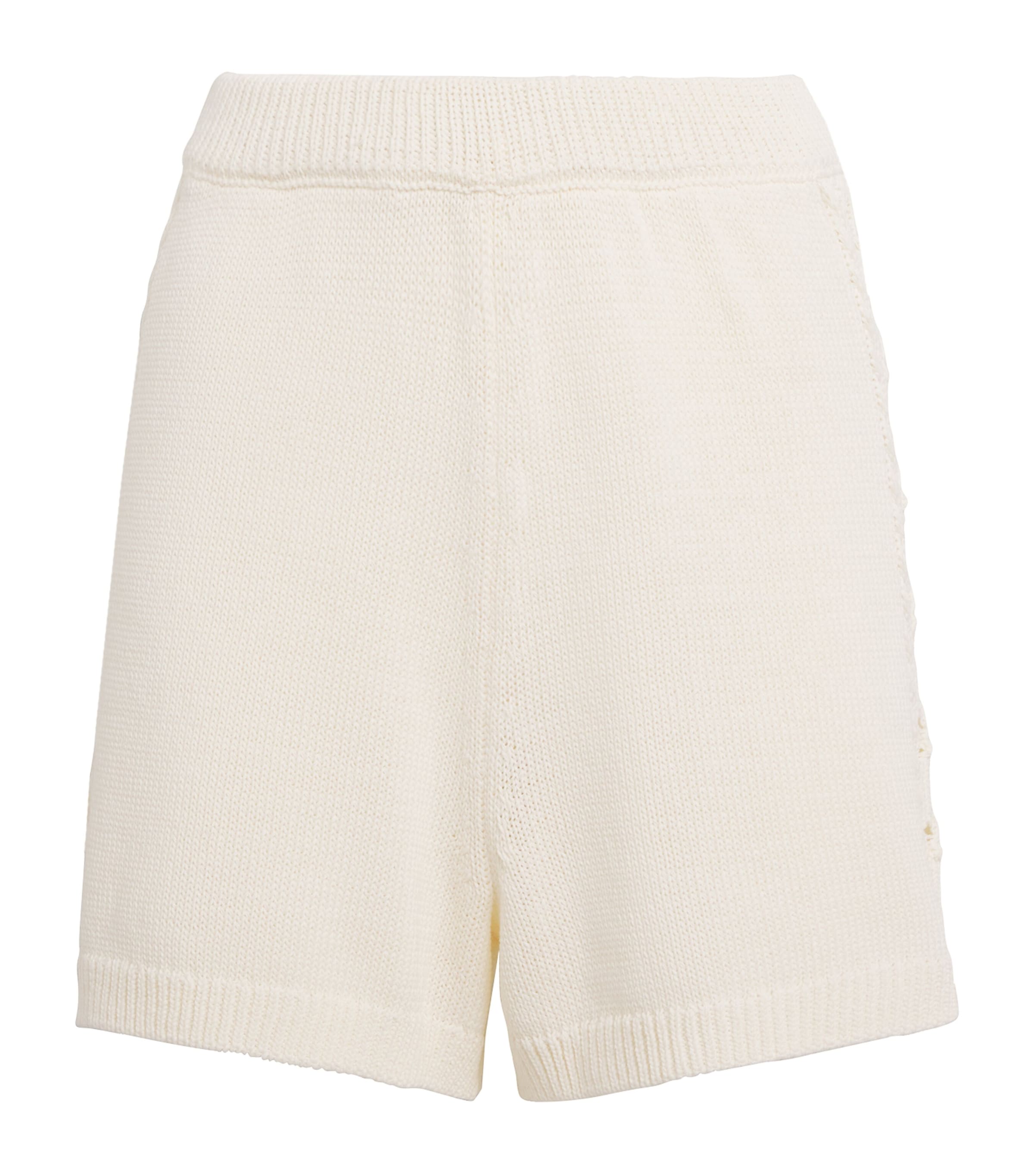 Loulou De Saison Cotton Crochet Shorts In Neutral