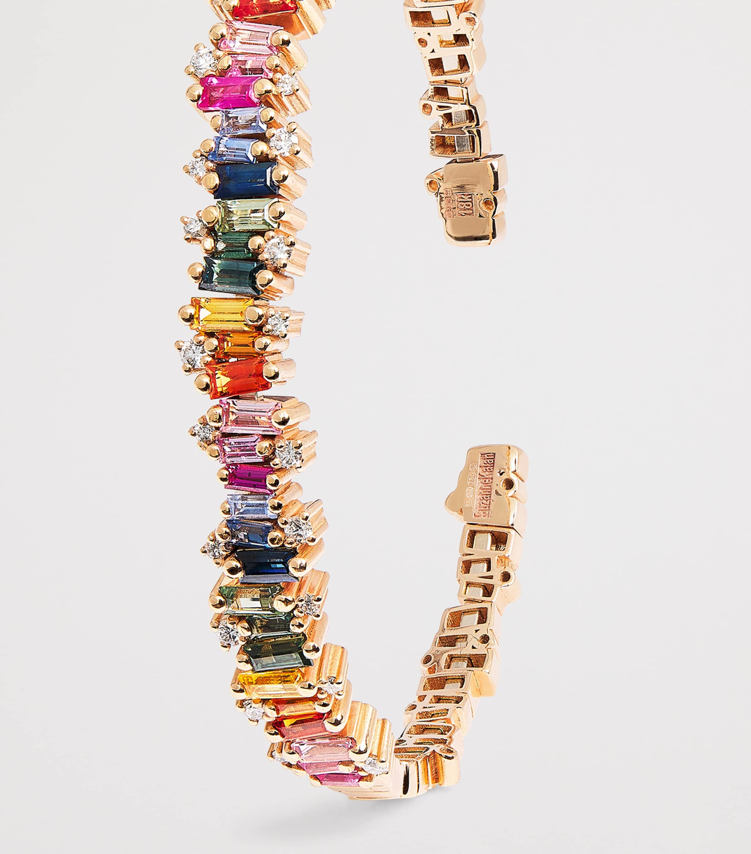Suzanne Kalan Rose Gold, Diamond and Rainbow Sapphire Shimmer Audrey Bangle Rg/rs Image 4