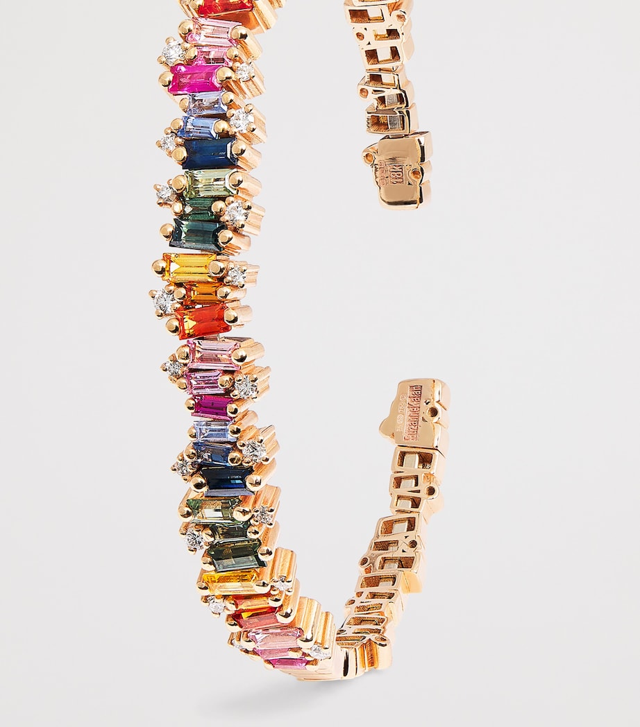 Suzanne Kalan Rose Gold, Diamond and Rainbow Sapphire Shimmer Audrey Bangle Rg/rs Image 4