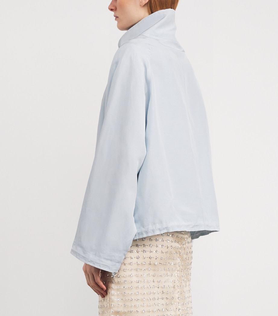 Embroidered Funnel-Neck Jacket SKY BLUE Image 4