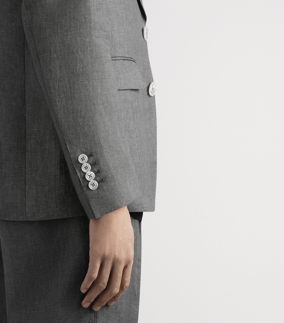 Linen Single-Breasted Blazer N0701-LIGHT GREY 7 Image 5