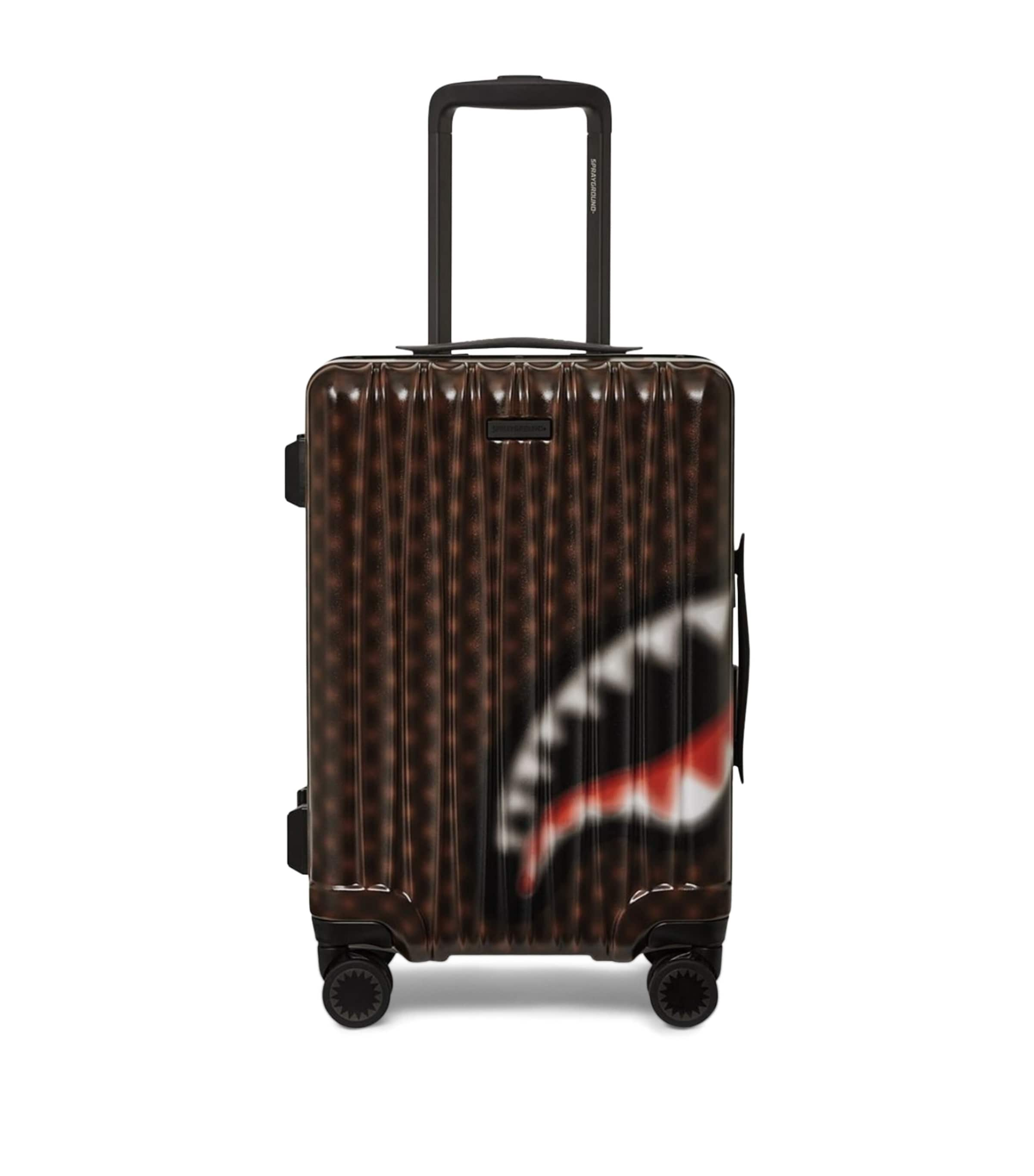 Sprayground Shark In Paris Blur Carry-on Suitcase In Brown