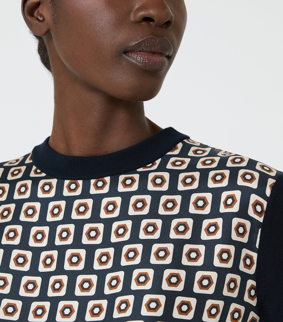 Max Mara Womens Wool-Silk Geometric T-Shirt Ultramarine Image 5