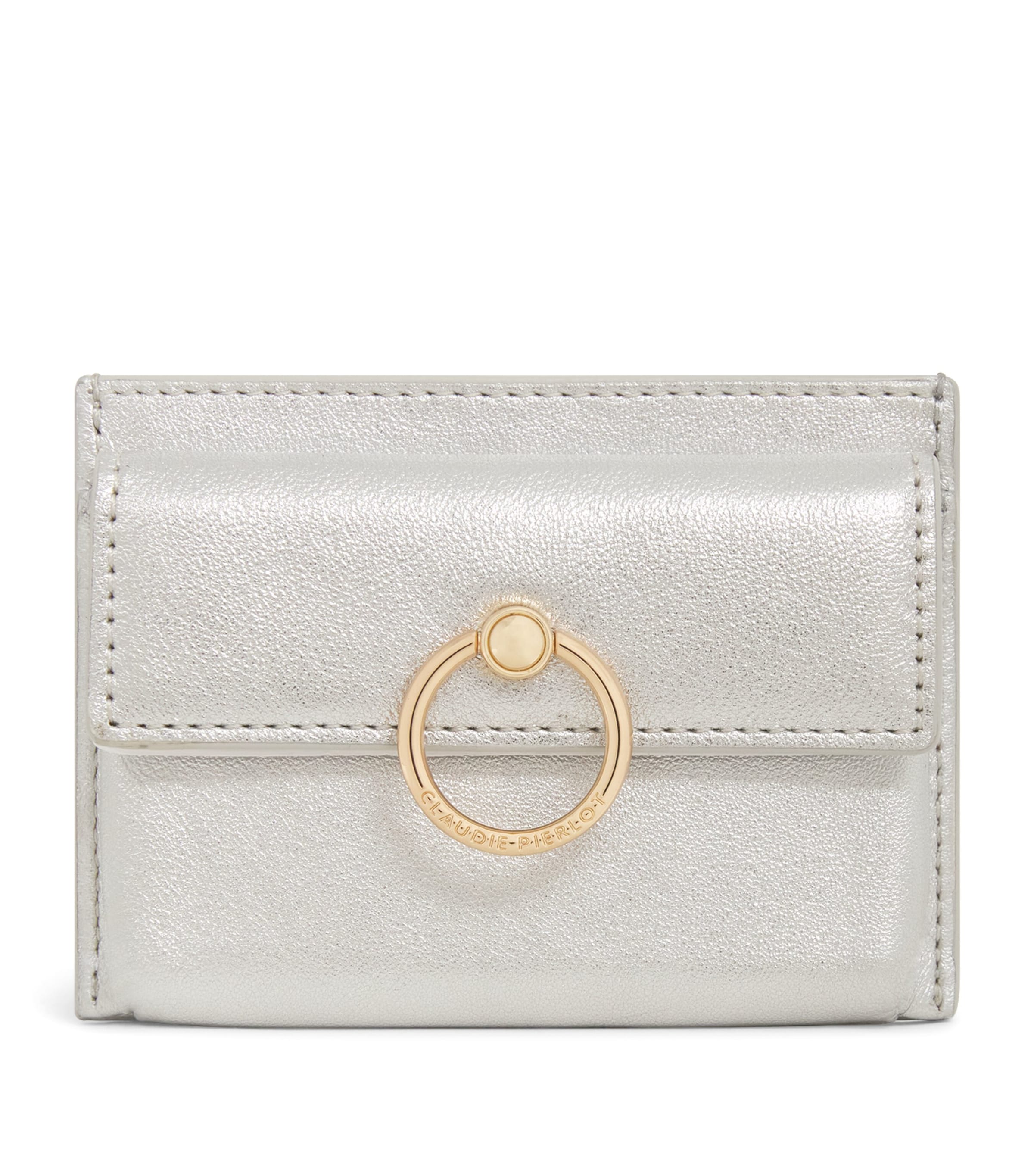 CLAUDIE PIERLOT METALLIC LEATHER ANOUCK CARD HOLDER 